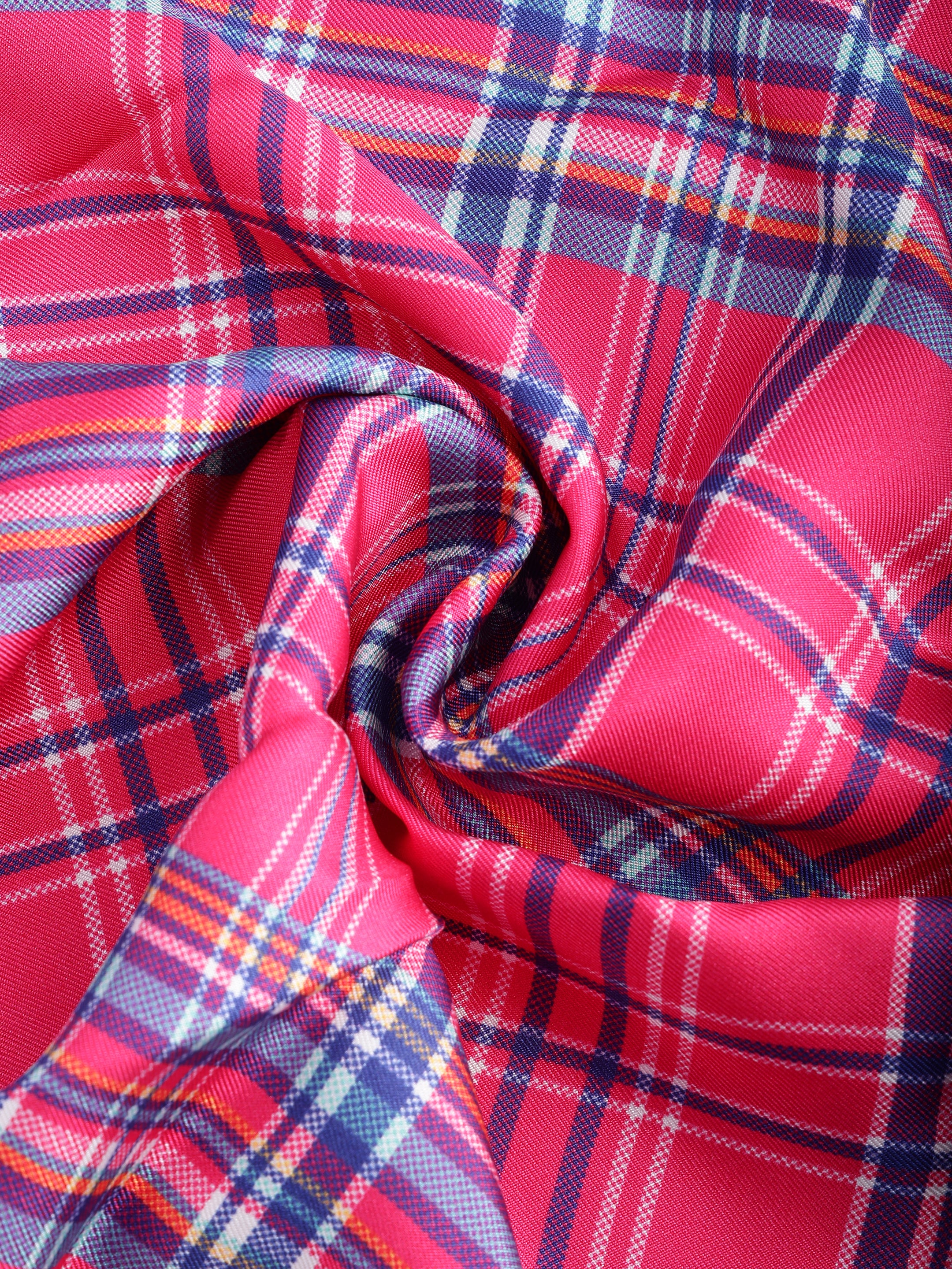 Fuchsia Tartan Plaid Silk Pocket Square