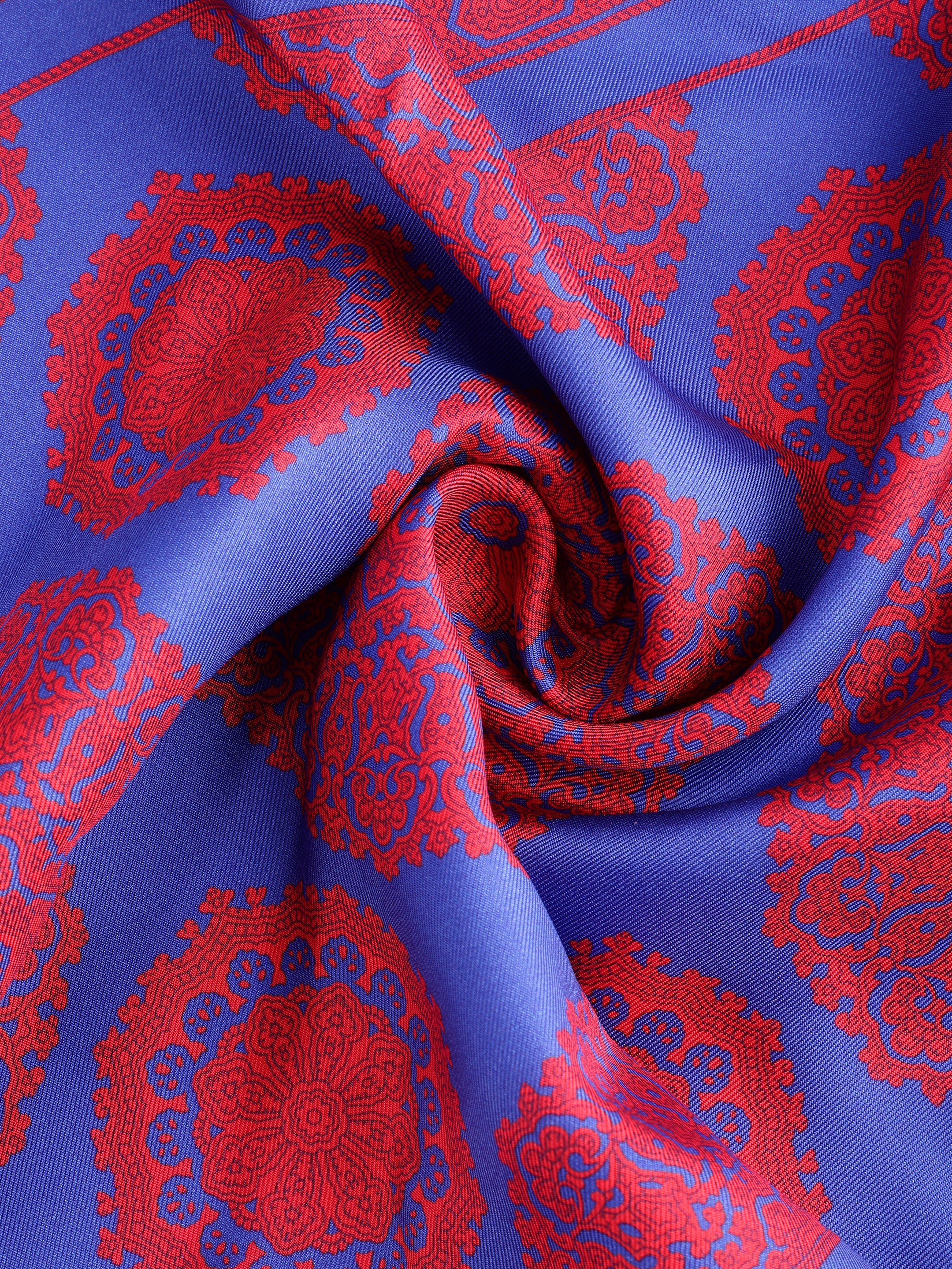 Regal Crimson Mandala Silk Pocket Square