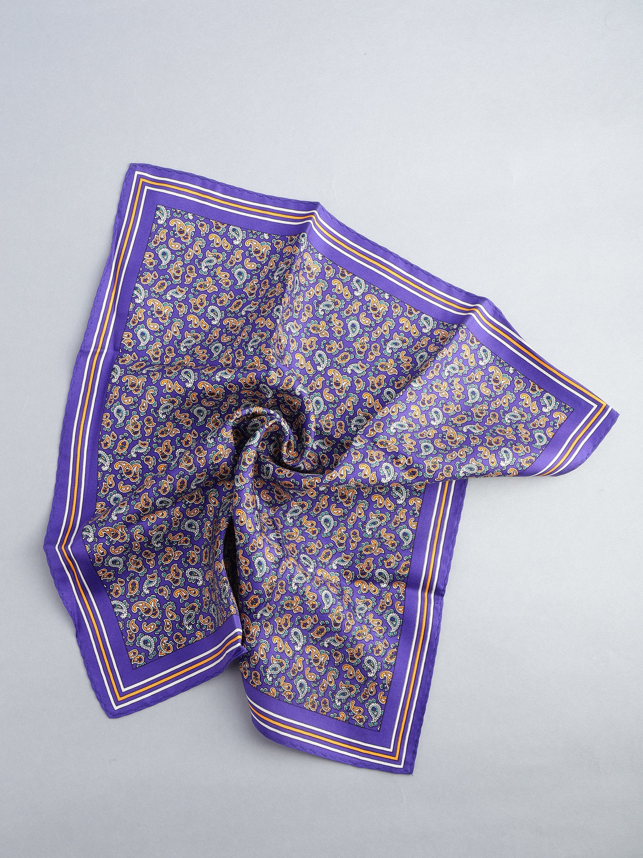 Purple Micro-Paisley Silk Pocket Square