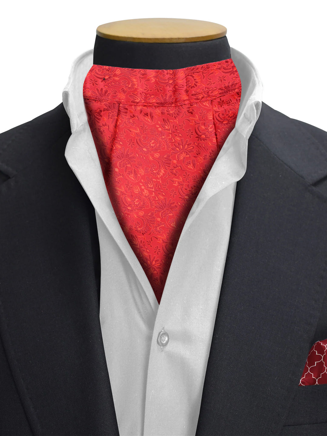 Red Floral Cravat & Pocket Square Set