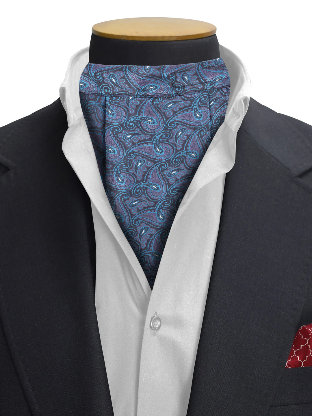 Blue & Purple Paisley Cravat & Pocket Square Set