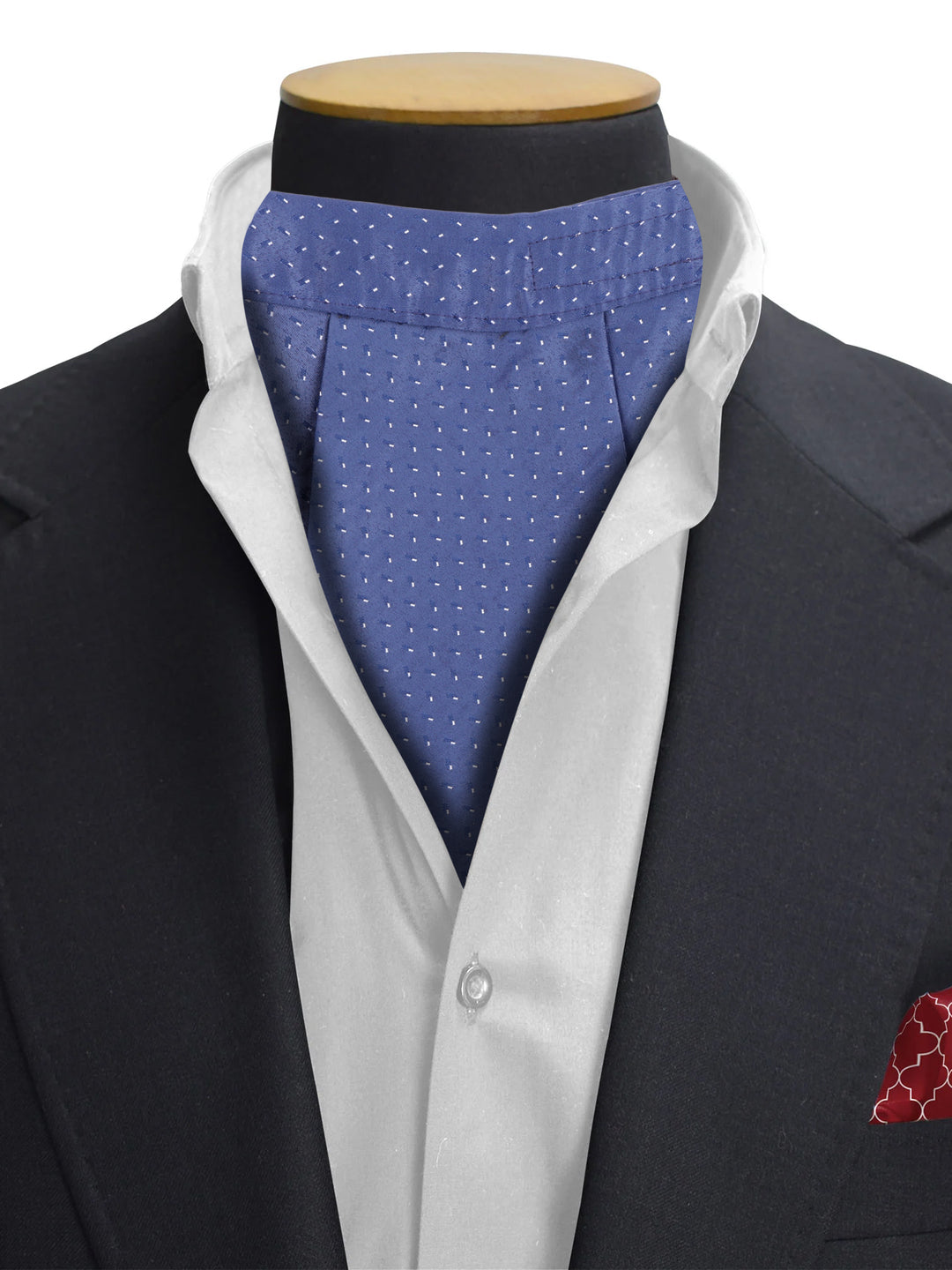 Navy Blue Dotted Cravat & Pocket Square Set