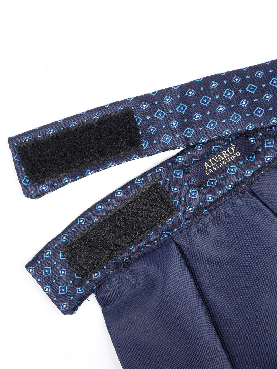 Blue Geometric Patterned Cravat & Pocket Square Set