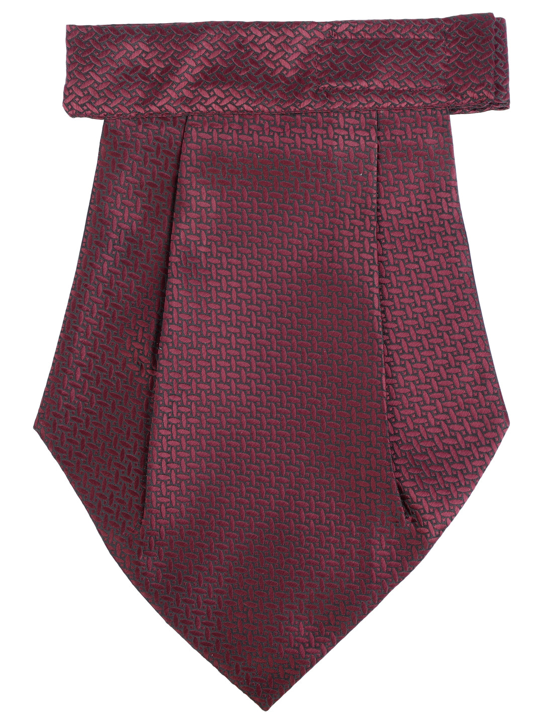 Maroon Grid Texture Cravat & Pocket Square Set