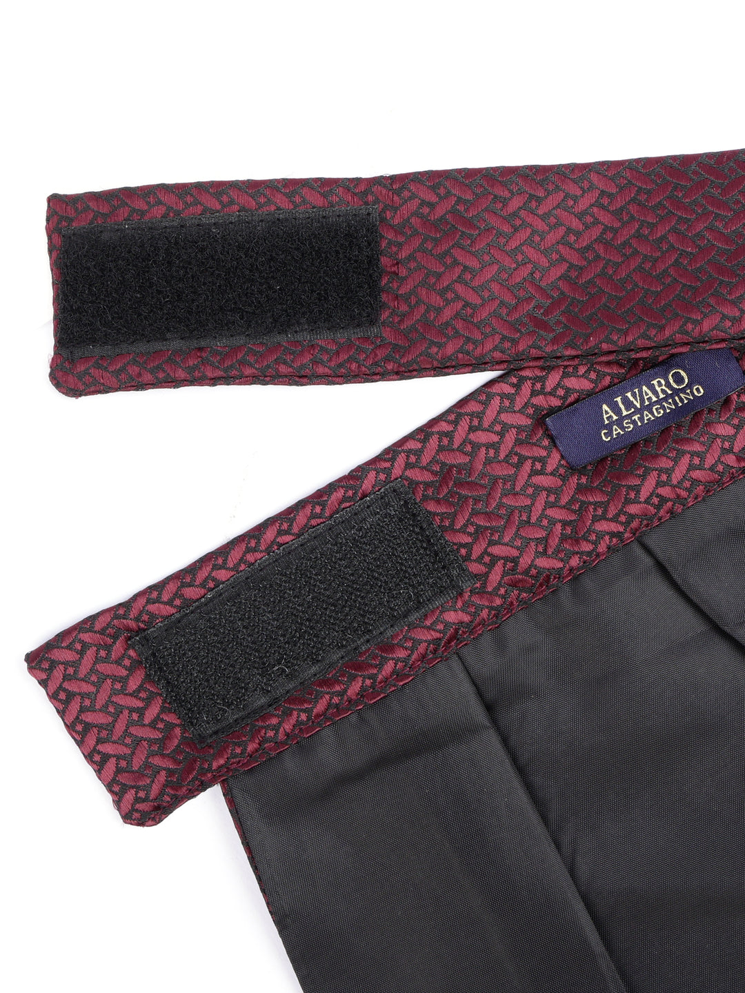 Maroon Grid Texture Cravat & Pocket Square Set