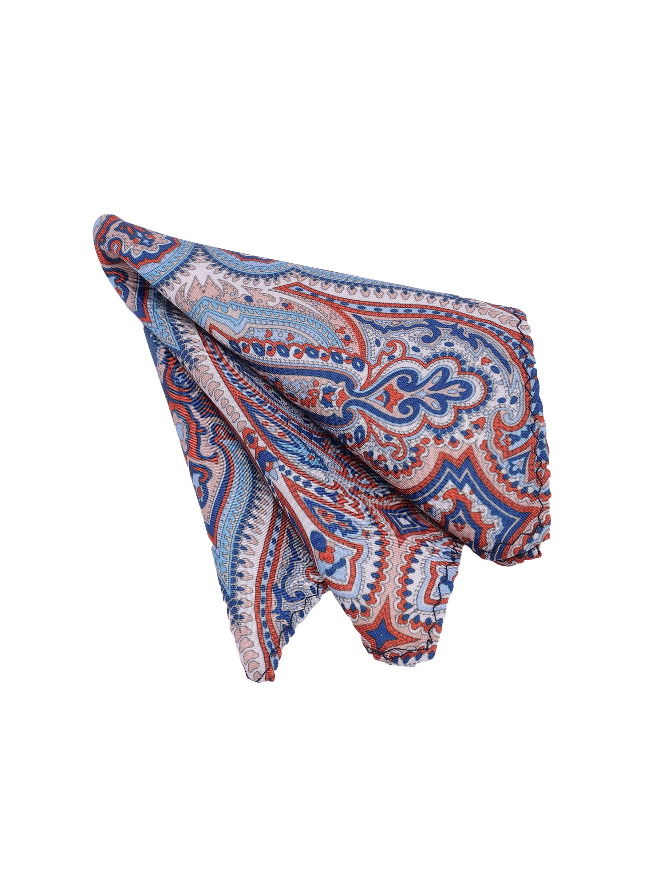 Blue & Orange Paisley Cravat & Pocket Square Set