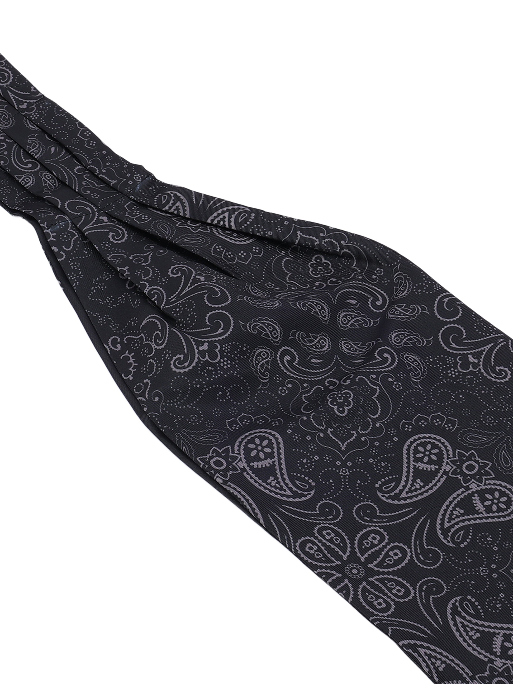 Black & Grey Paisley Cravat & Pocket Square Set