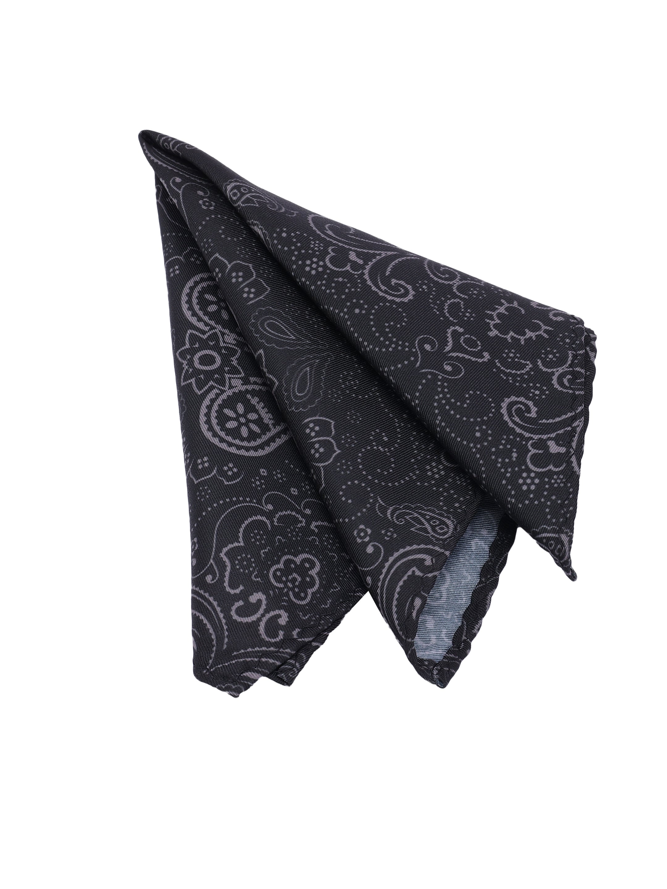 Black & Grey Paisley Cravat & Pocket Square Set