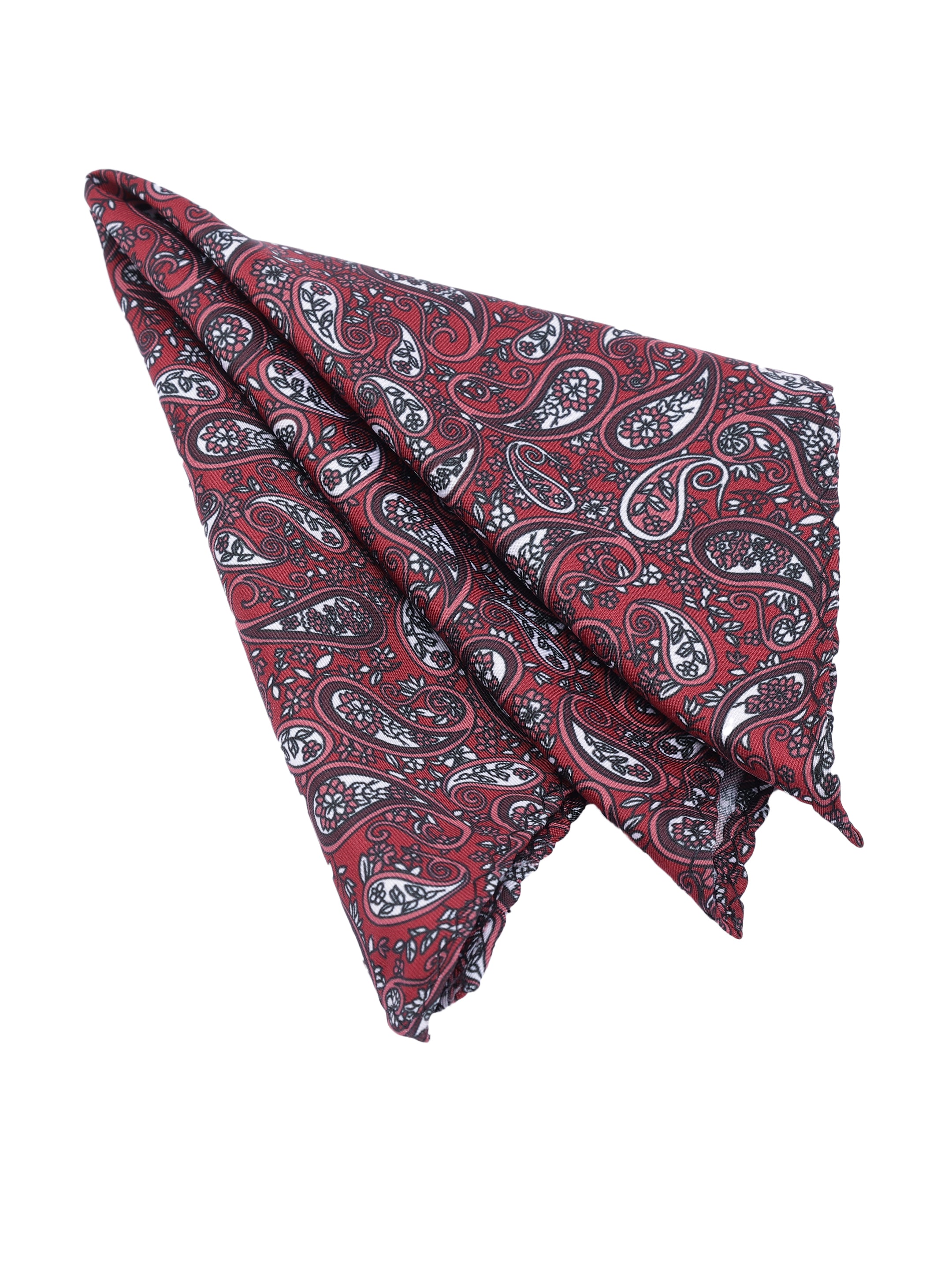 Maroon & Grey Paisley Cravat & Pocket Square Set
