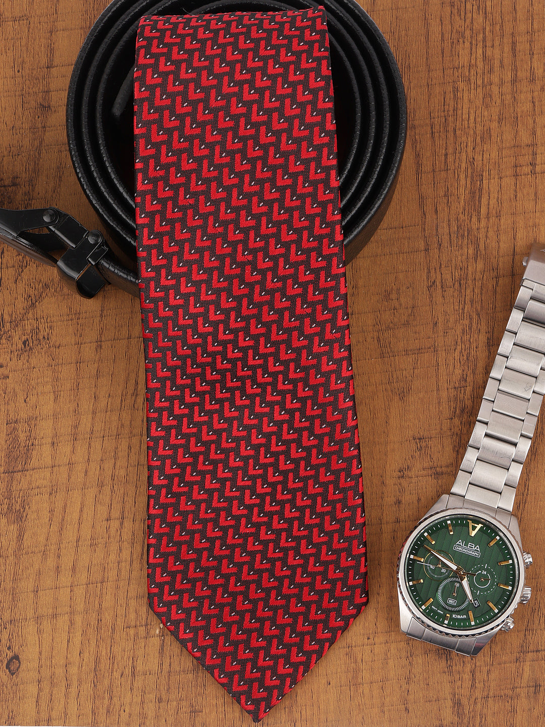 Maroon Geometric Necktie