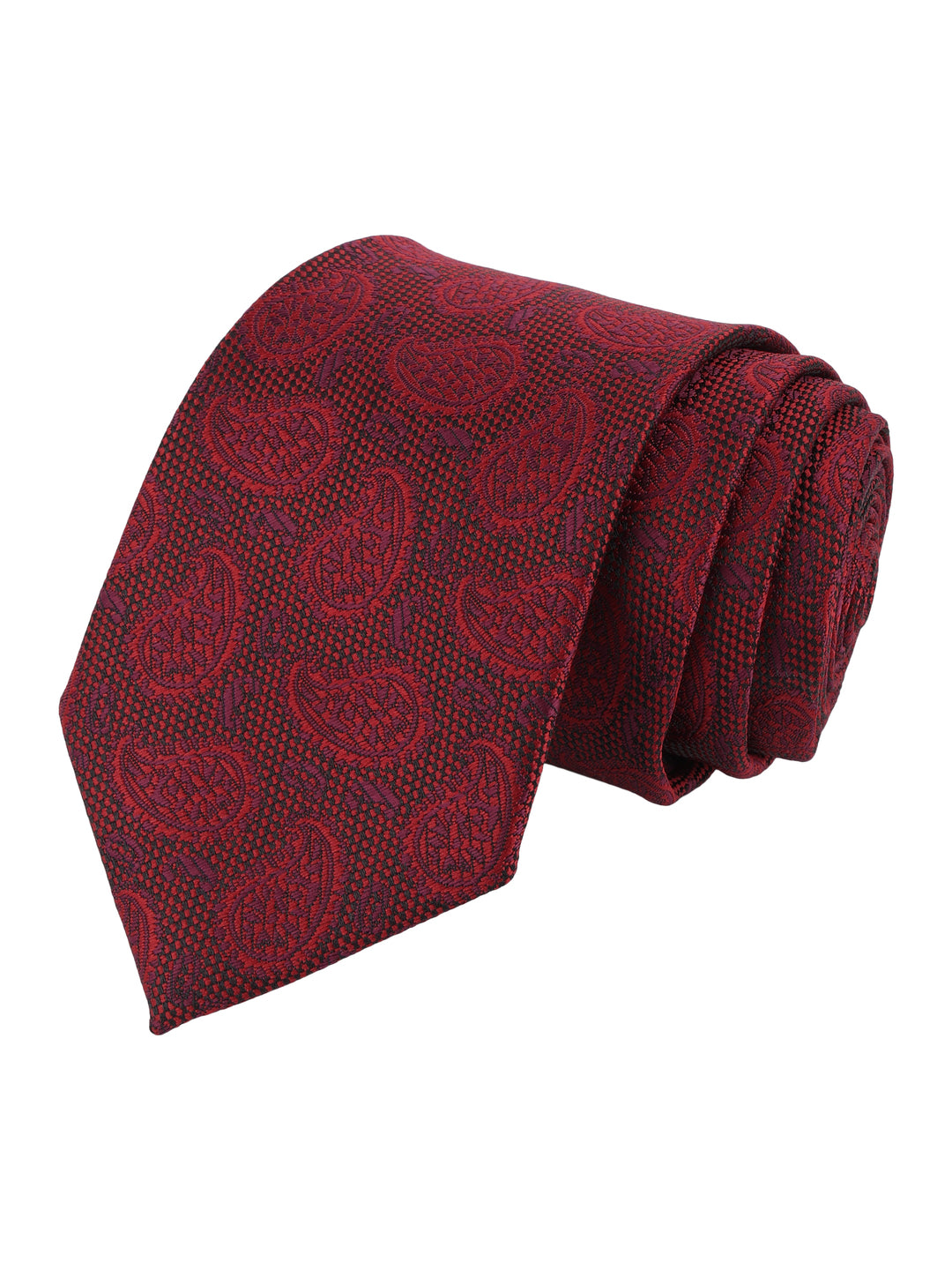 Maroon Paisley Textured Necktie