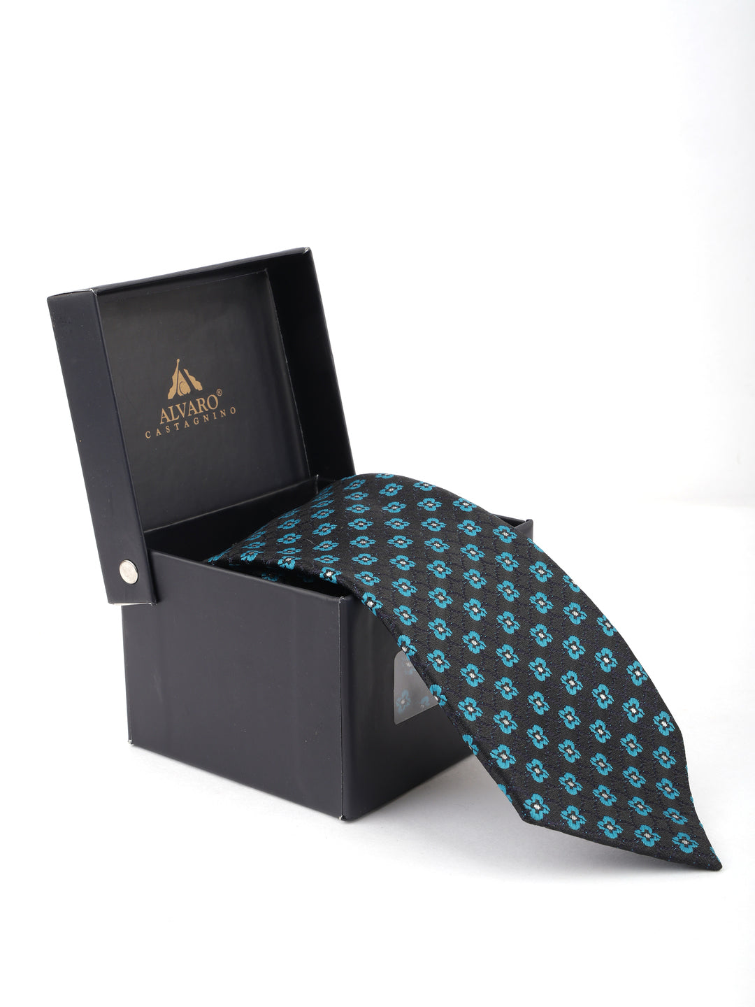 Navy Blue Floral Pattern Necktie