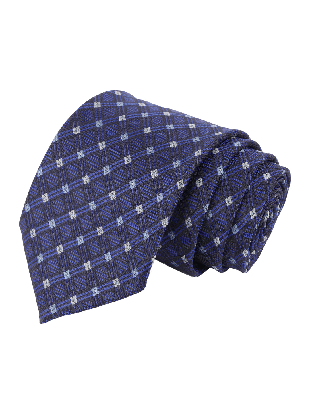 Navy Blue Checked Textured Necktie