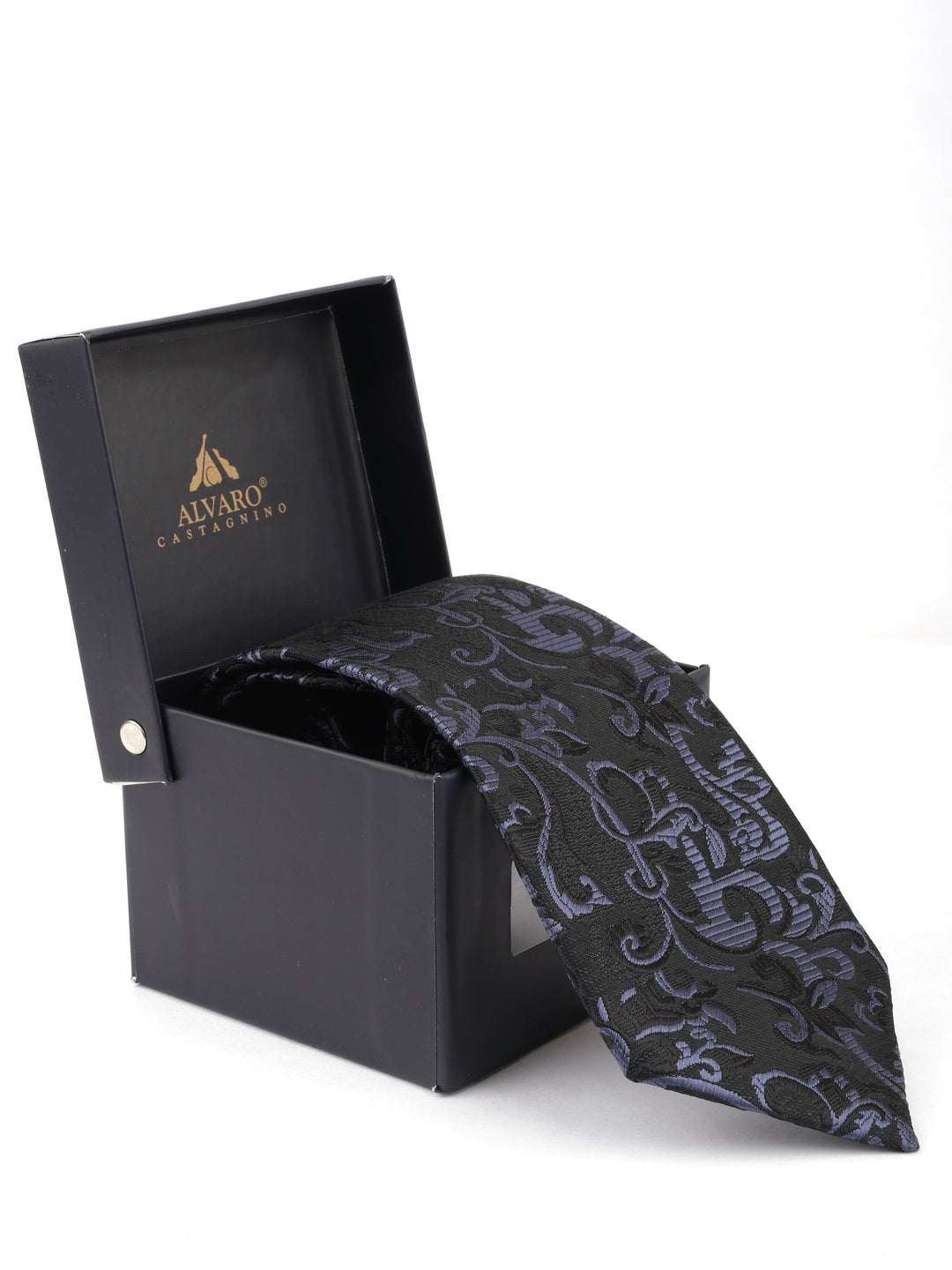 Black & Grey Paisley Patterned Necktie