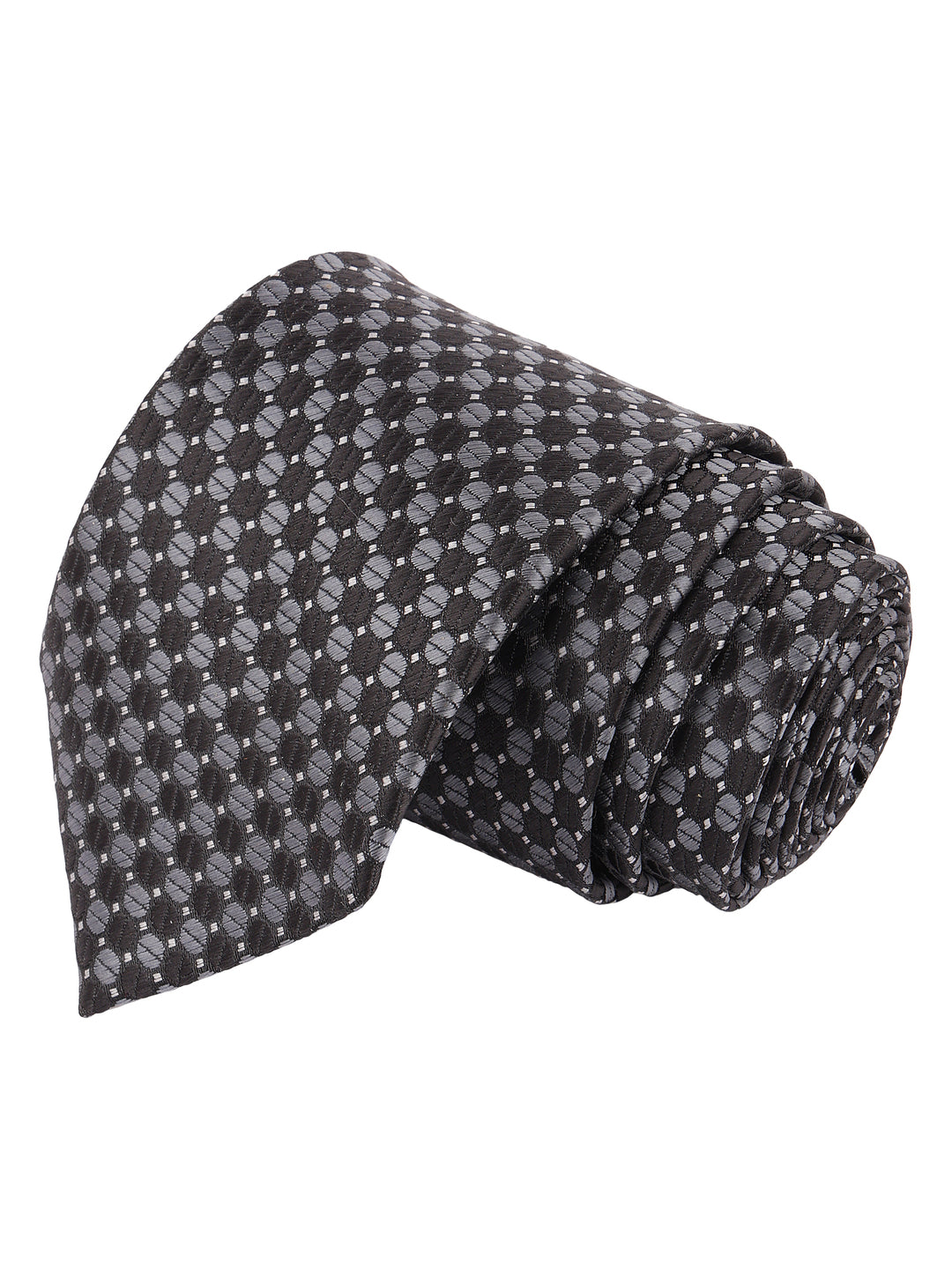 Classic Black & Grey Geometric Textured Formal Necktie