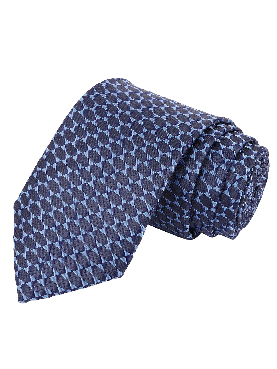 Navy Blue Geometric Patterned Formal Necktie