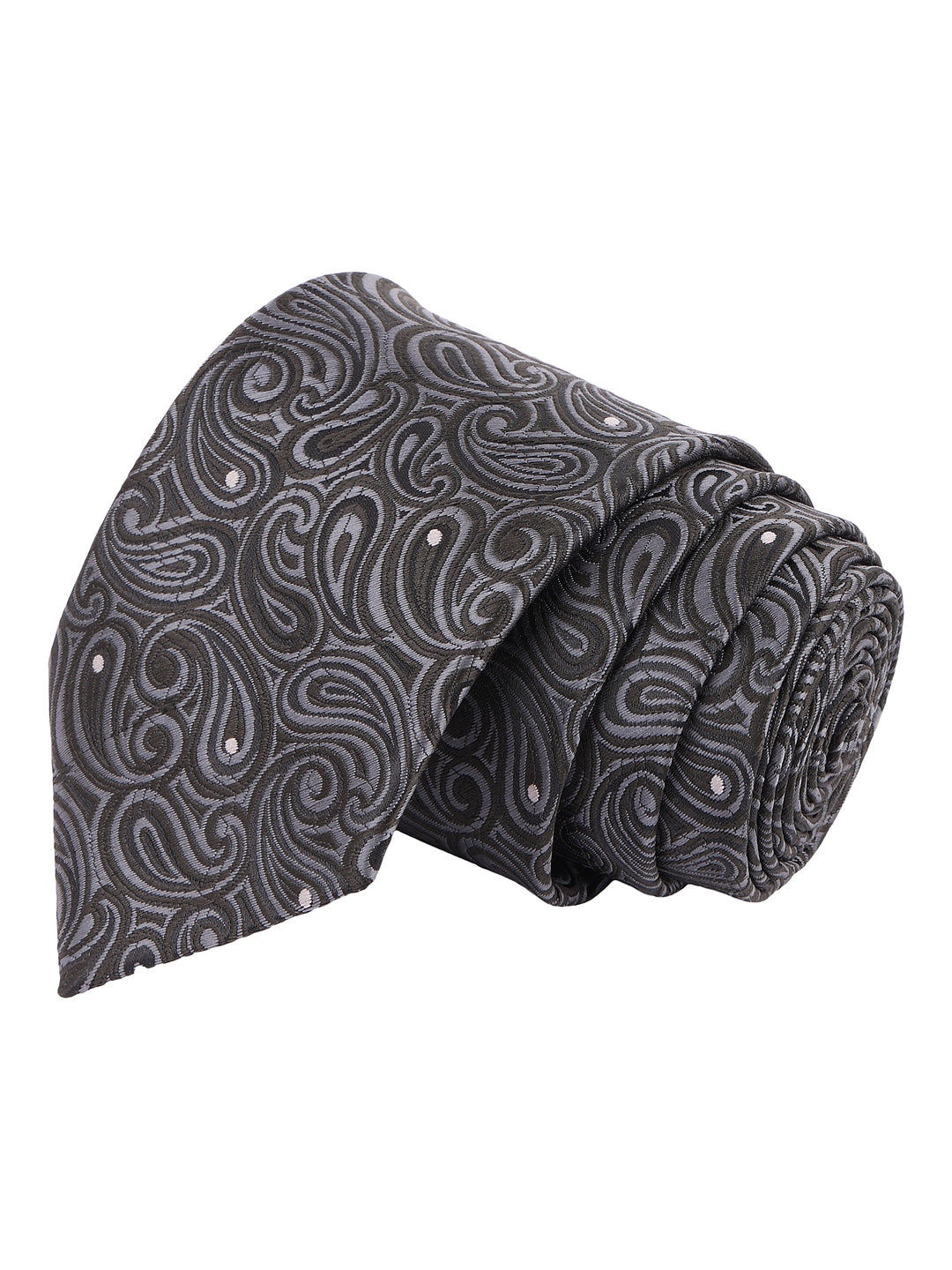 Charcoal Paisley Patterned Formal Necktie