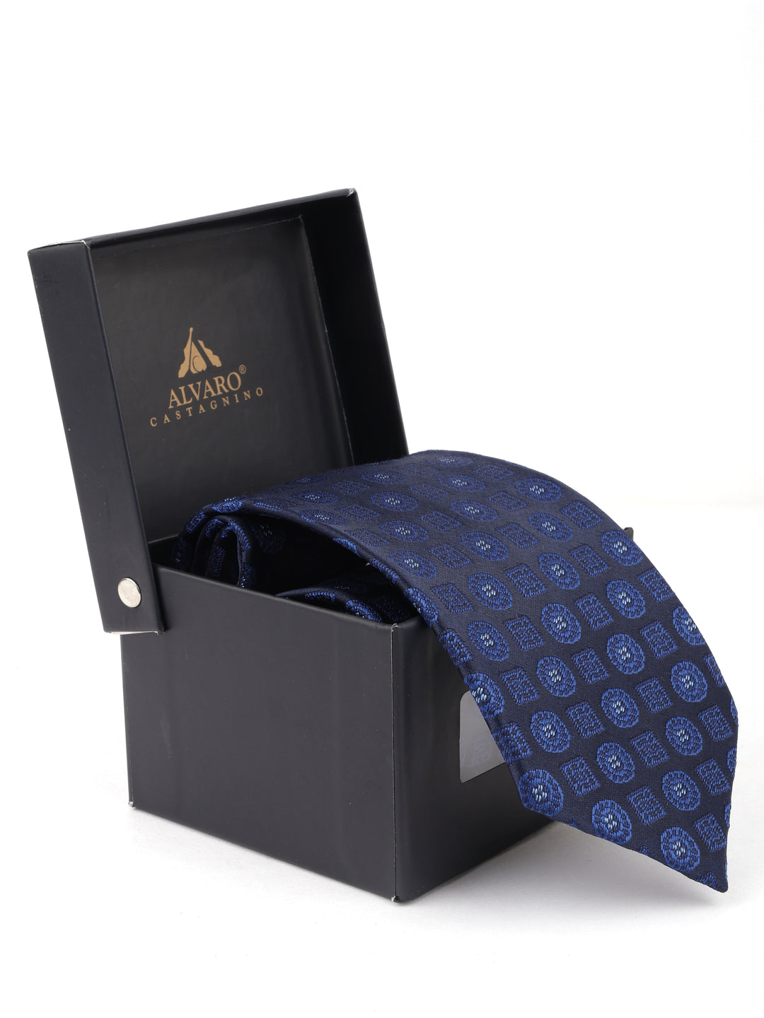 Navy Blue & Blue Geometric Necktie