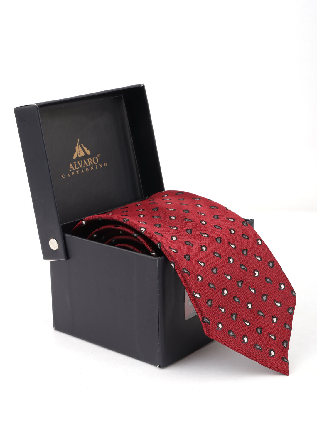 Maroon & Black Paisley Micro Print Necktie