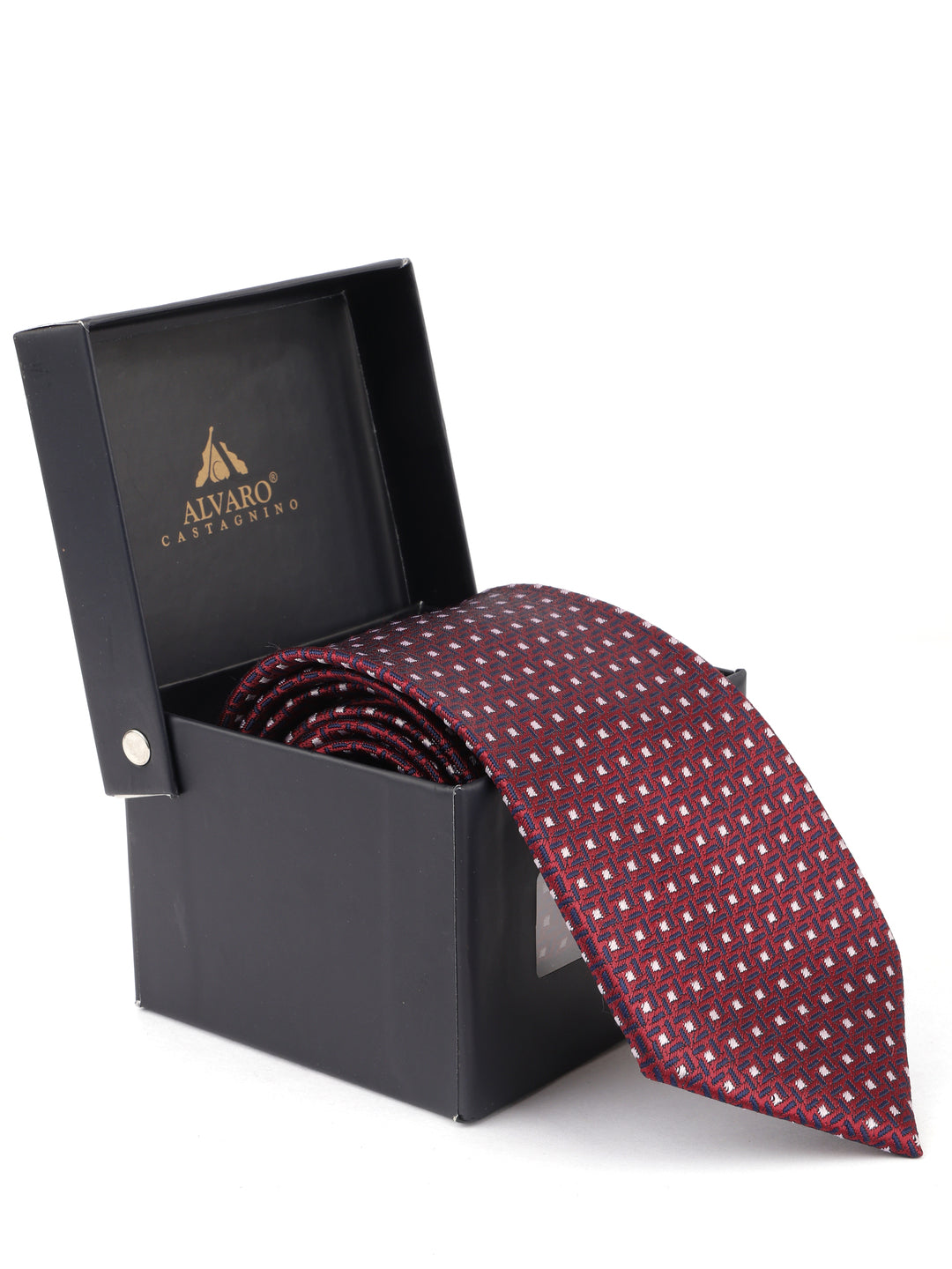 Maroon Geometric Self-Design Necktie