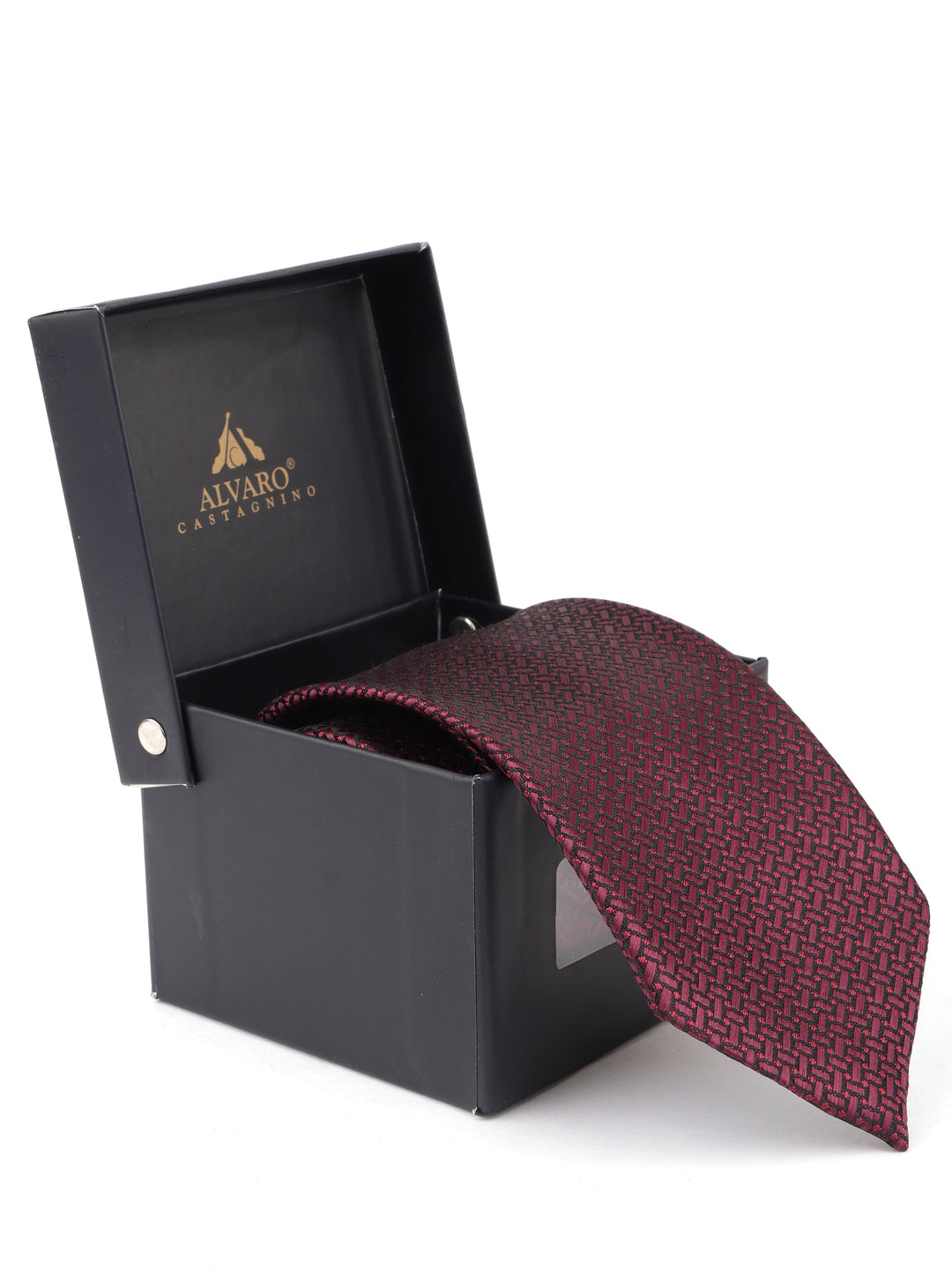 Maroon Textured Self-Design Necktie