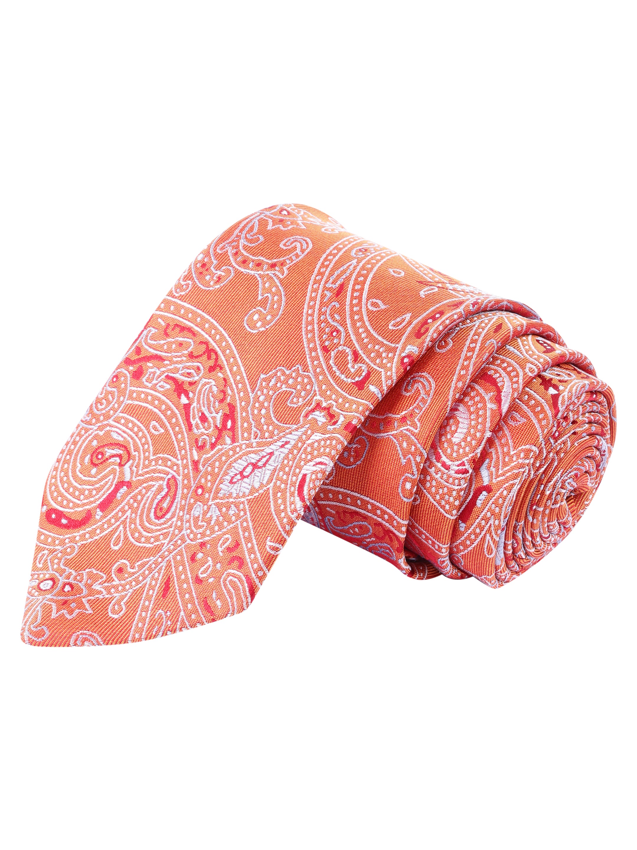 Orange Paisley Silk Necktie