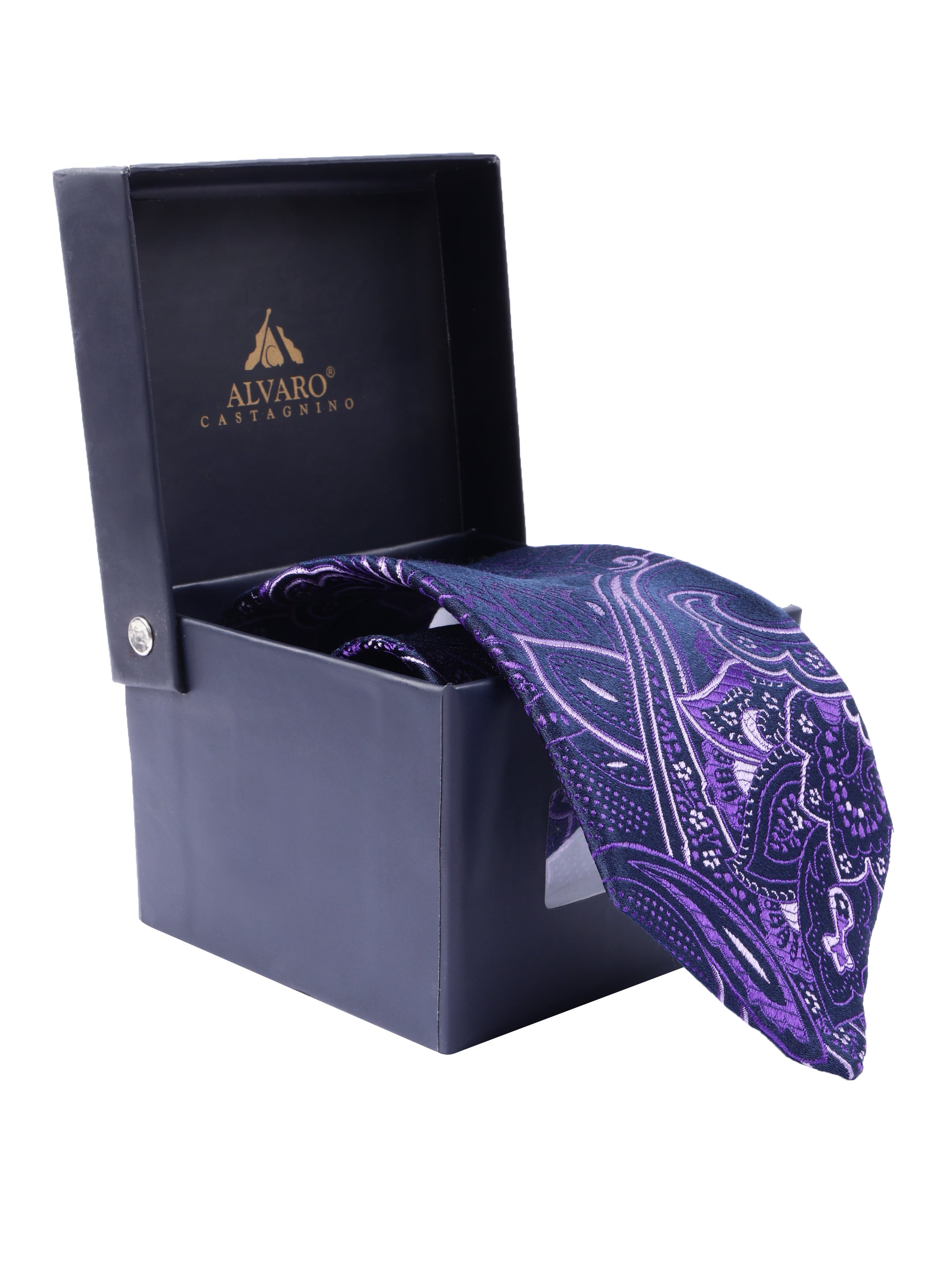 Purple Paisley Pattern Silk Necktie