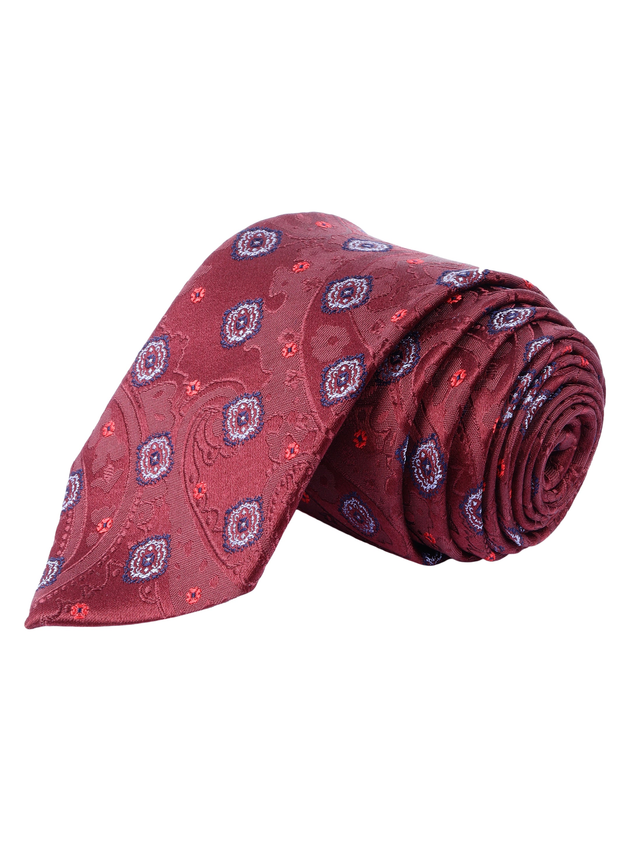 Maroon Self Design Silk Necktie