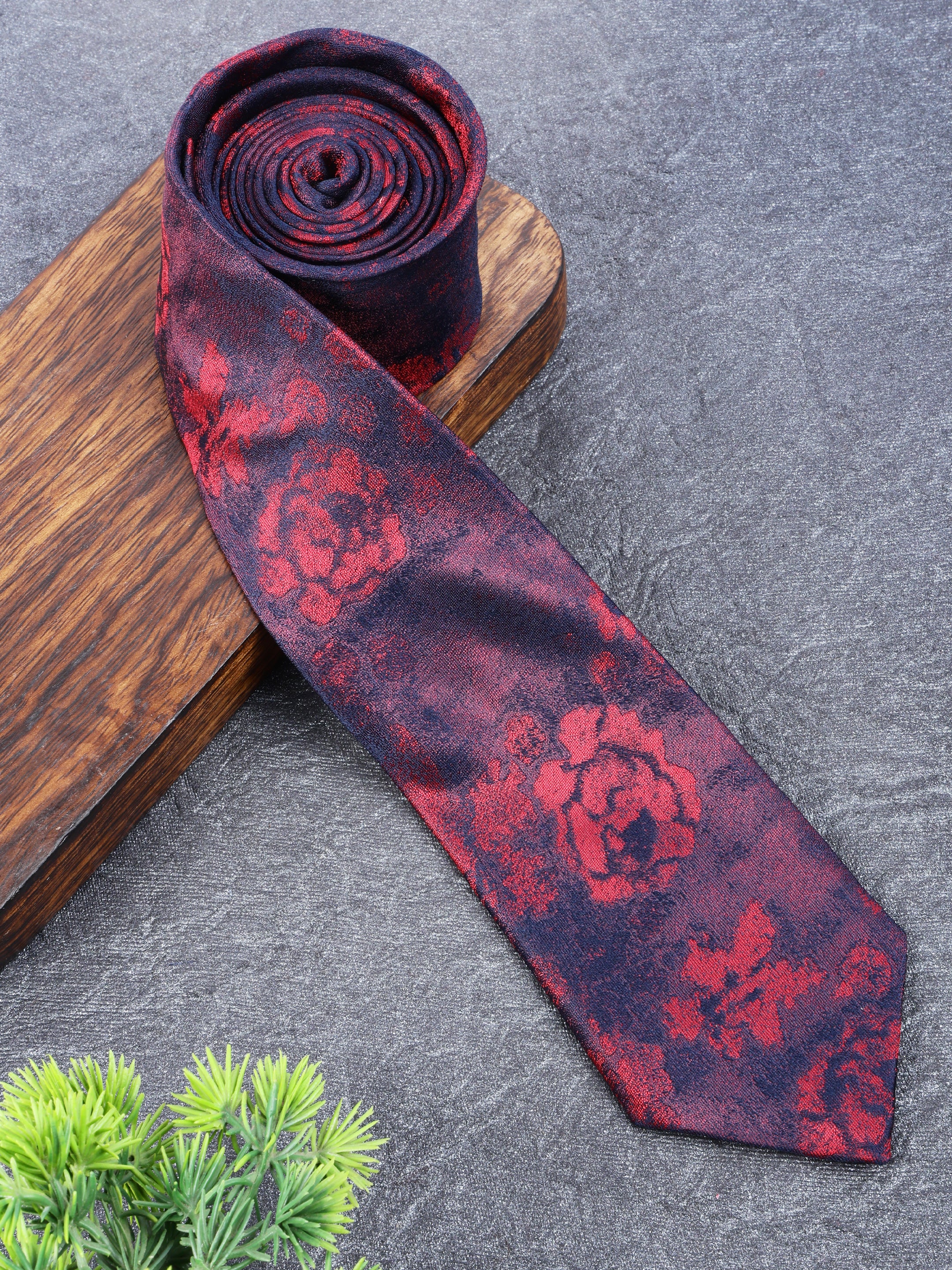 Floral Maroon Silk Necktie