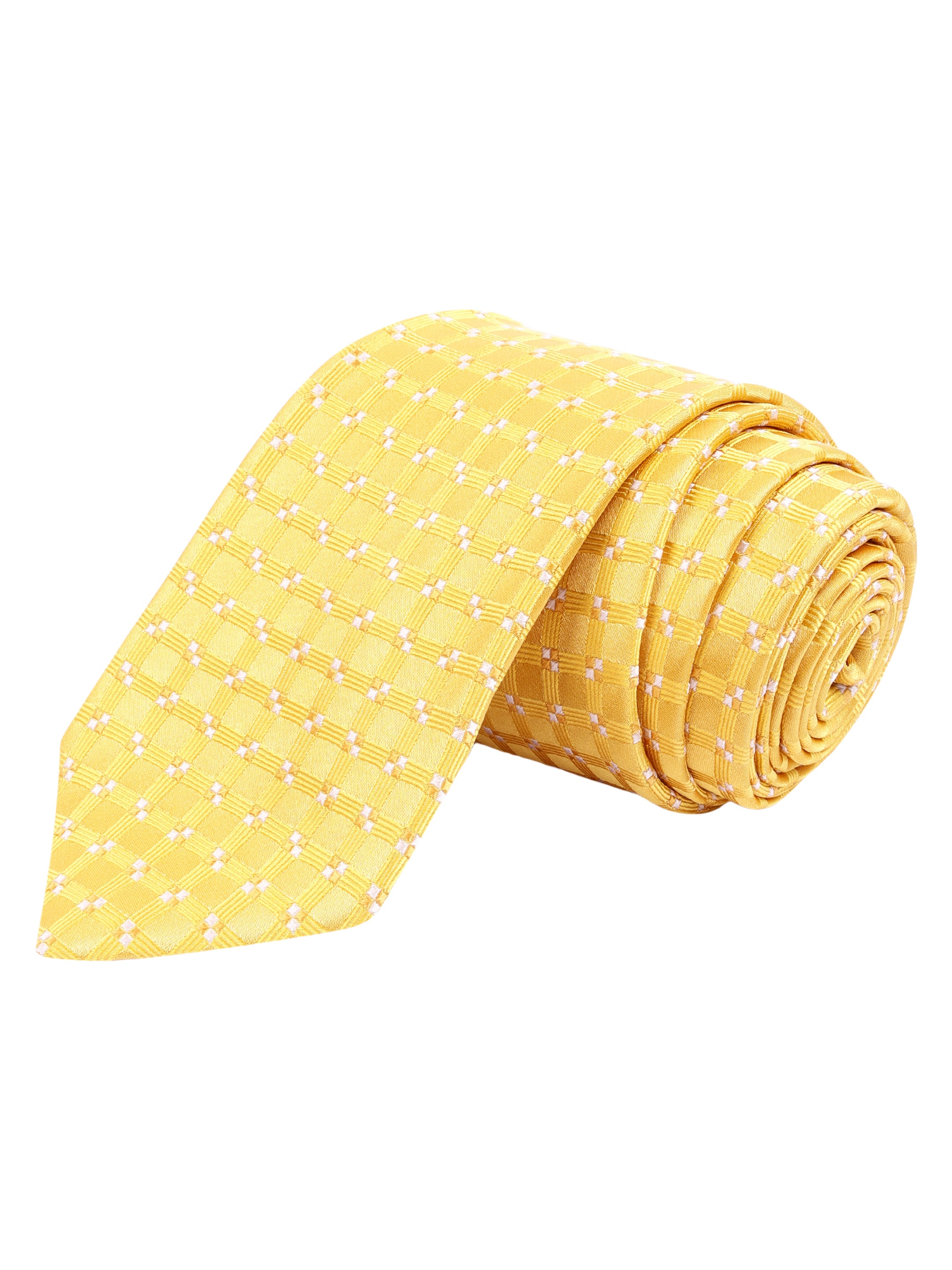 Yellow Geometric Woven Silk Necktie