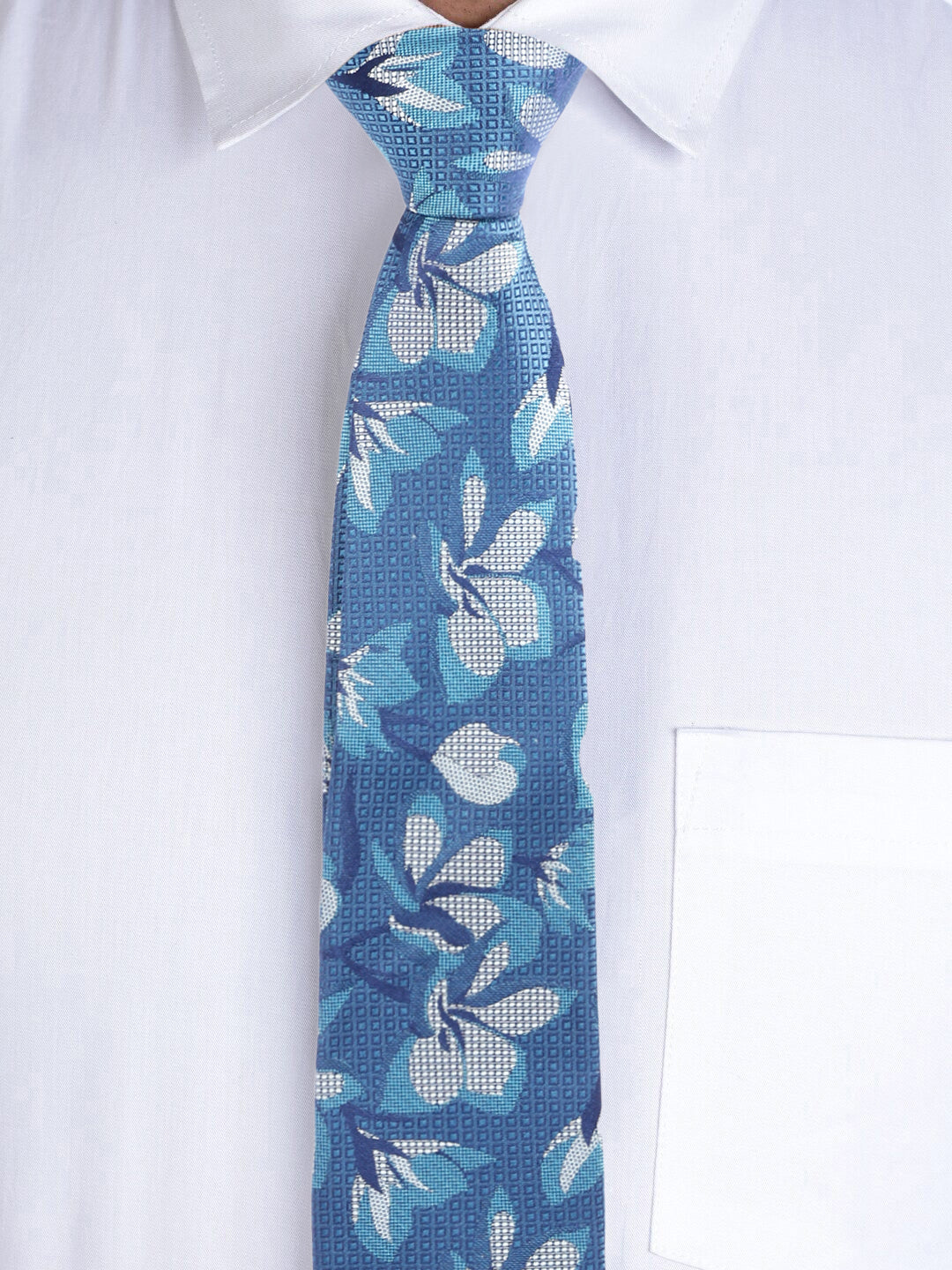 Floral Blue Silk Necktie