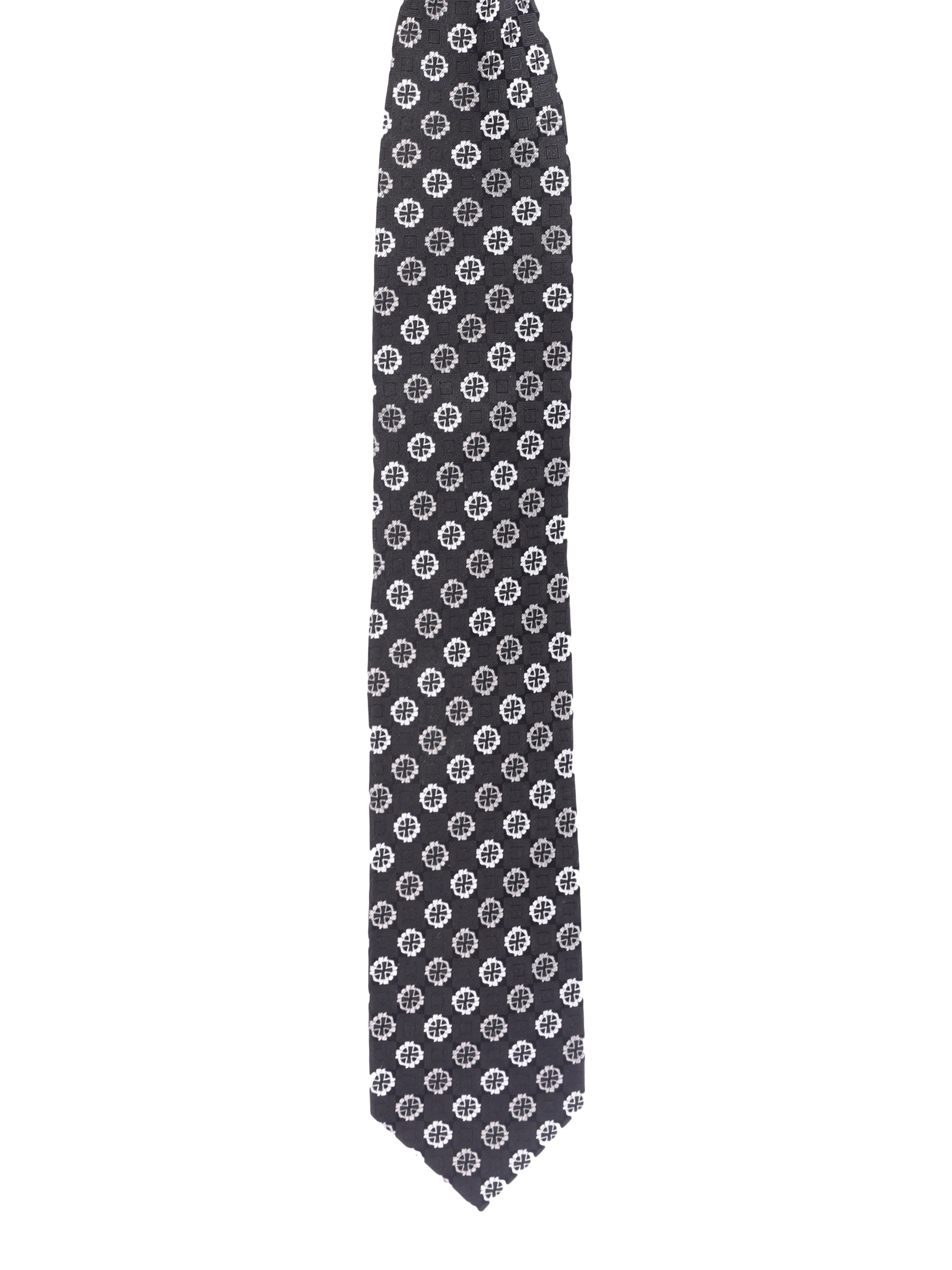 Geometric Black & Grey Silk Necktie