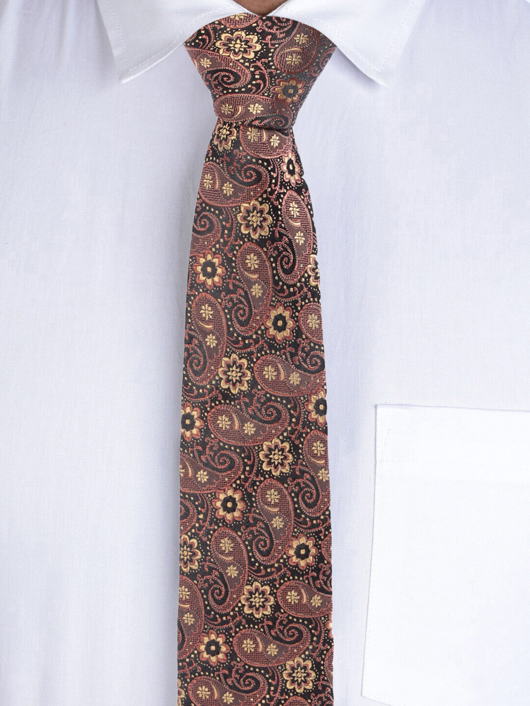 Paisley Brown Silk Necktie