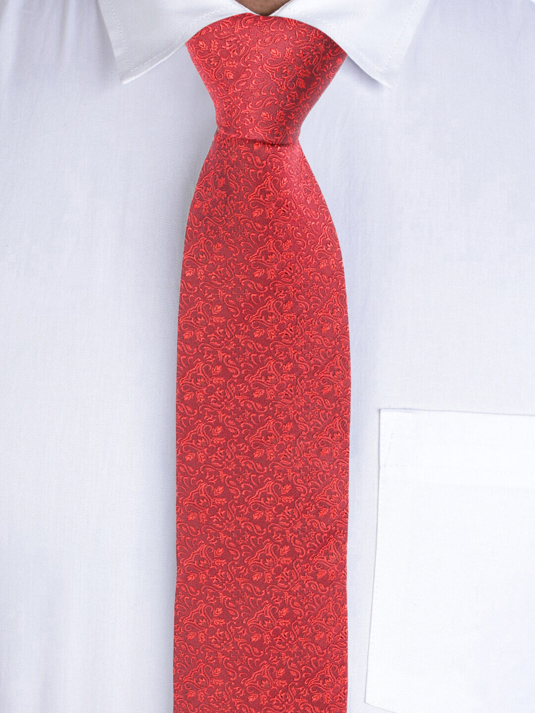 Floral Red Silk Necktie