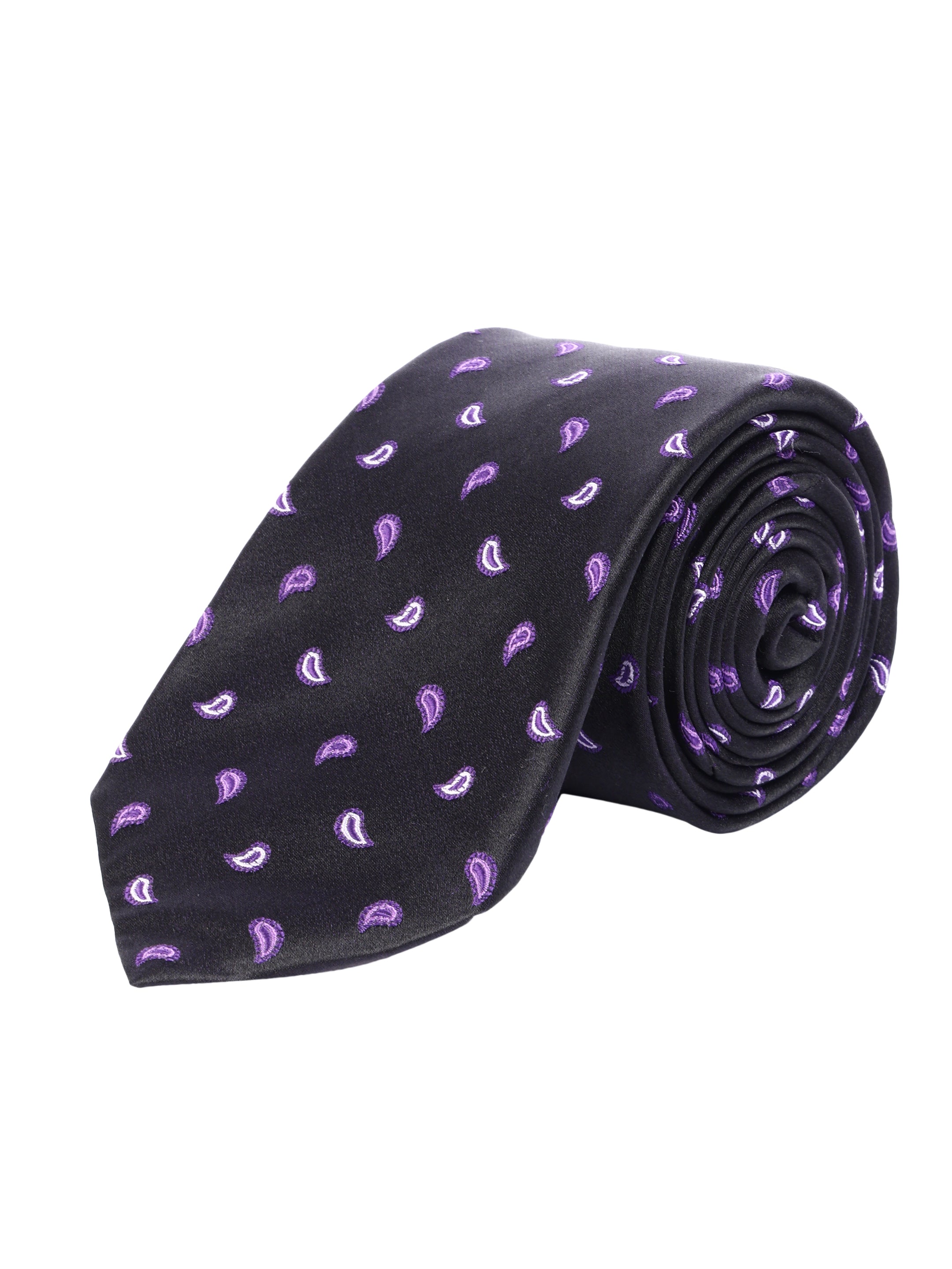 Paisley Black Silk Necktie