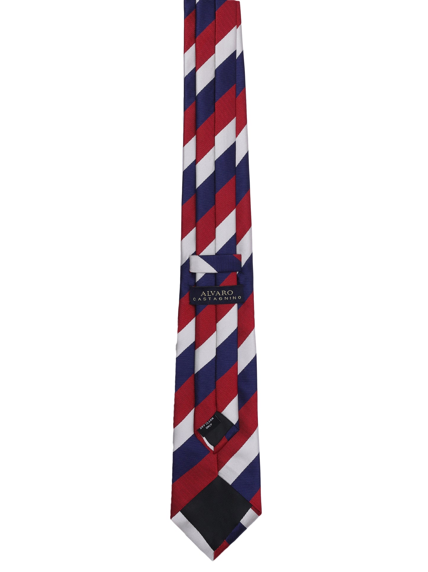 Alvaro Castagnino Men Maroon & Blue Woven Striped Skinny Tie