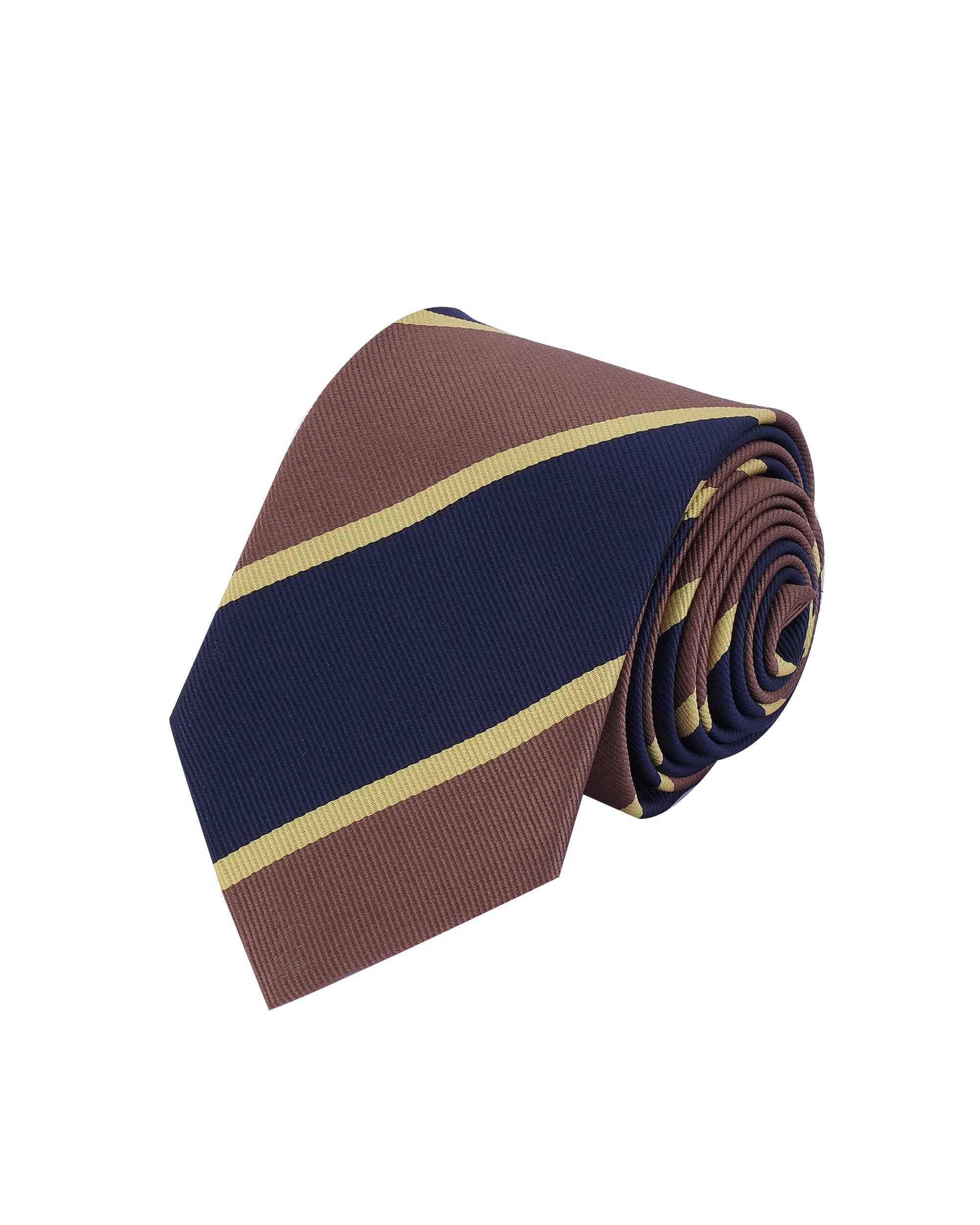 Men Brown & Navy Blue Striped Formal Necktie