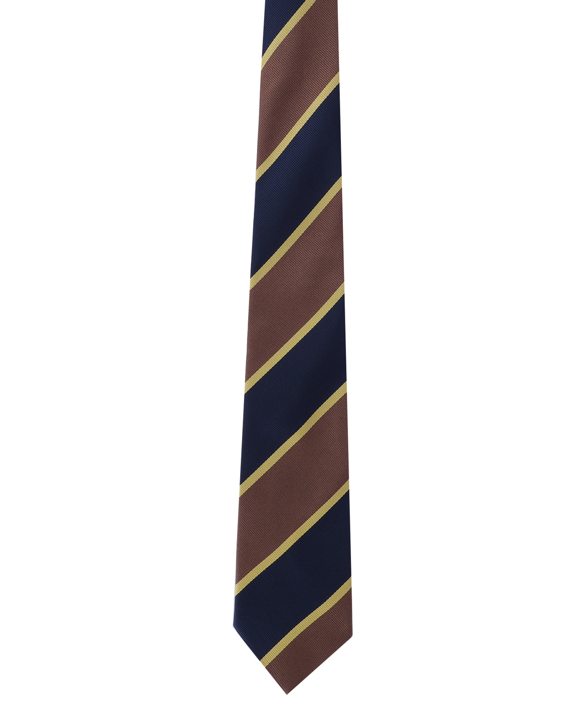 Men Brown & Navy Blue Striped Formal Necktie