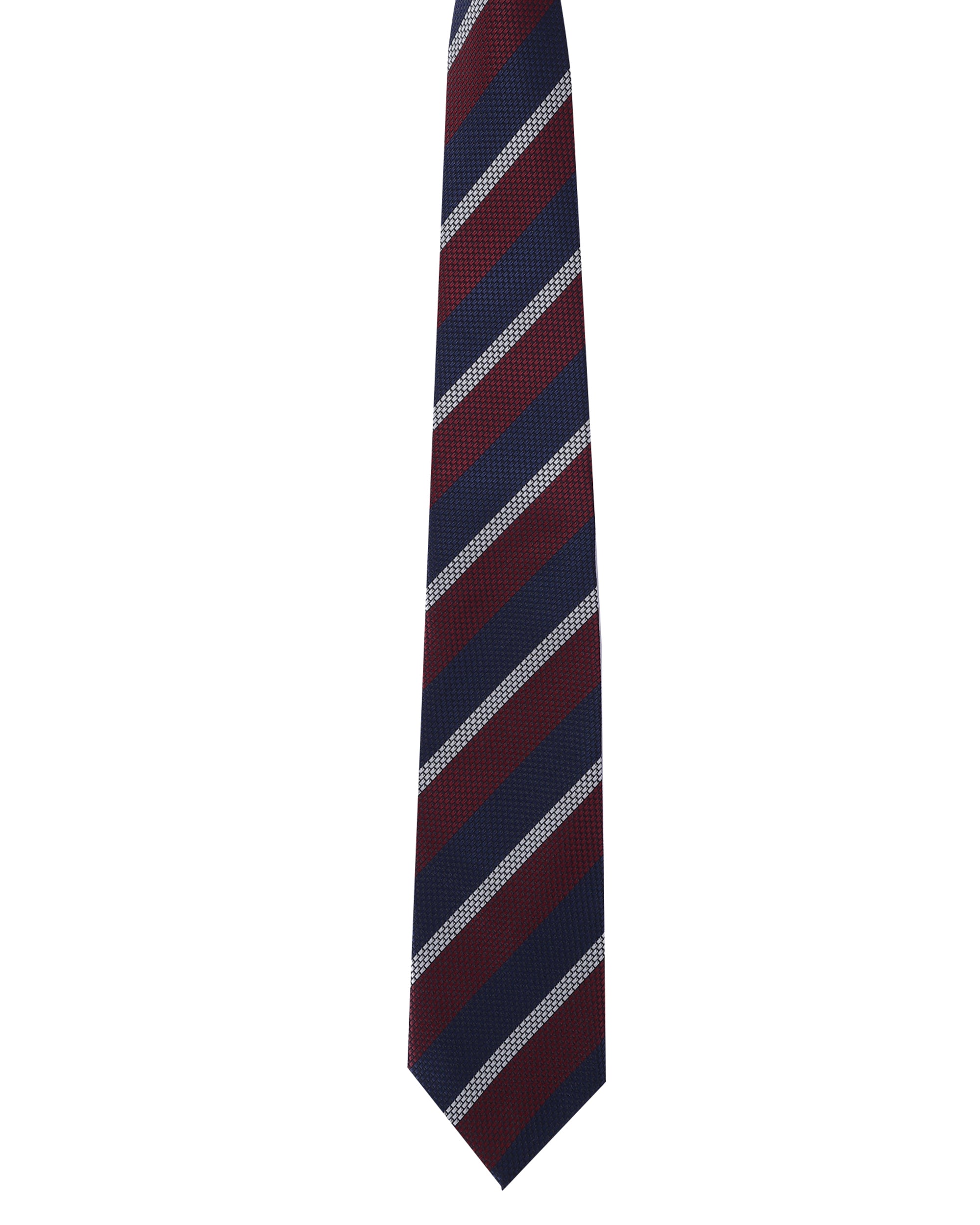 Navy Blue & Maroon Striped Necktie