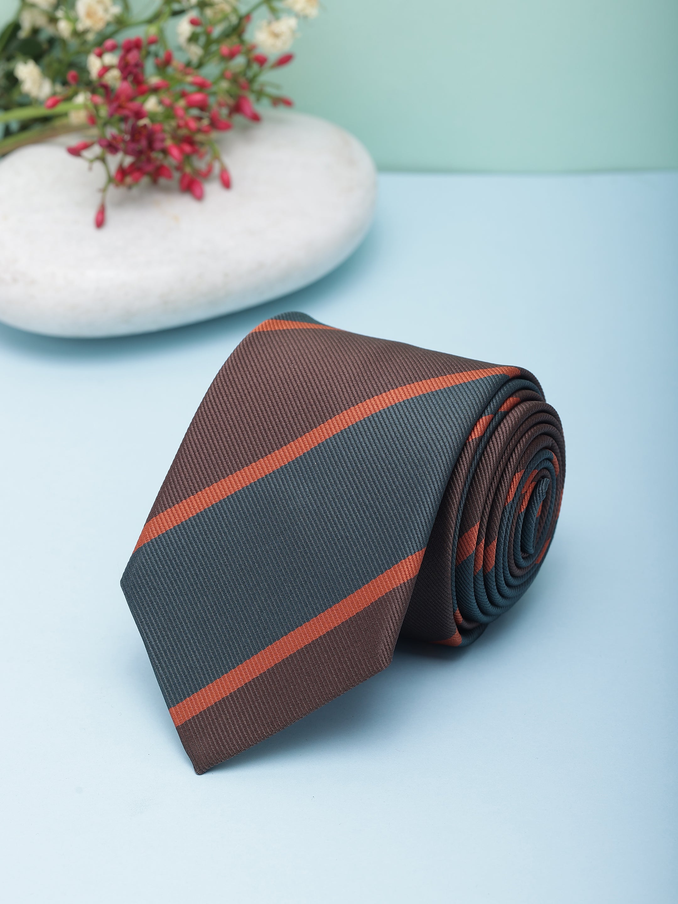 Striped Brown Necktie