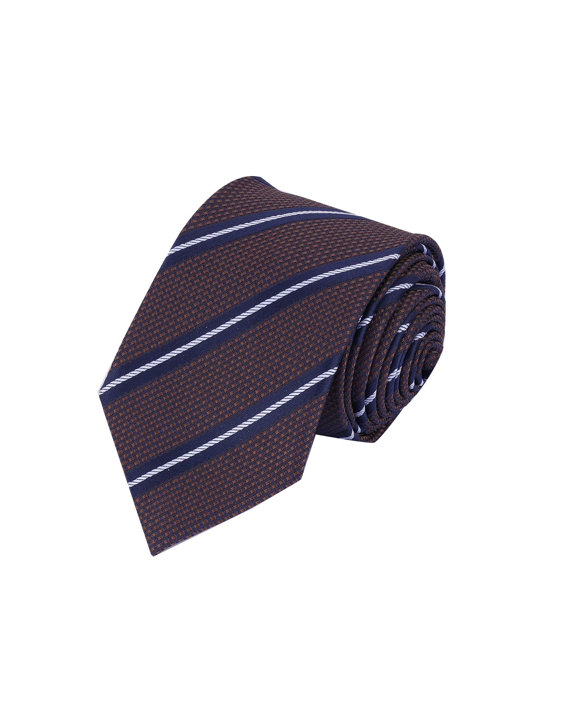 Brown & Navy Blue Striped Men's Necktie