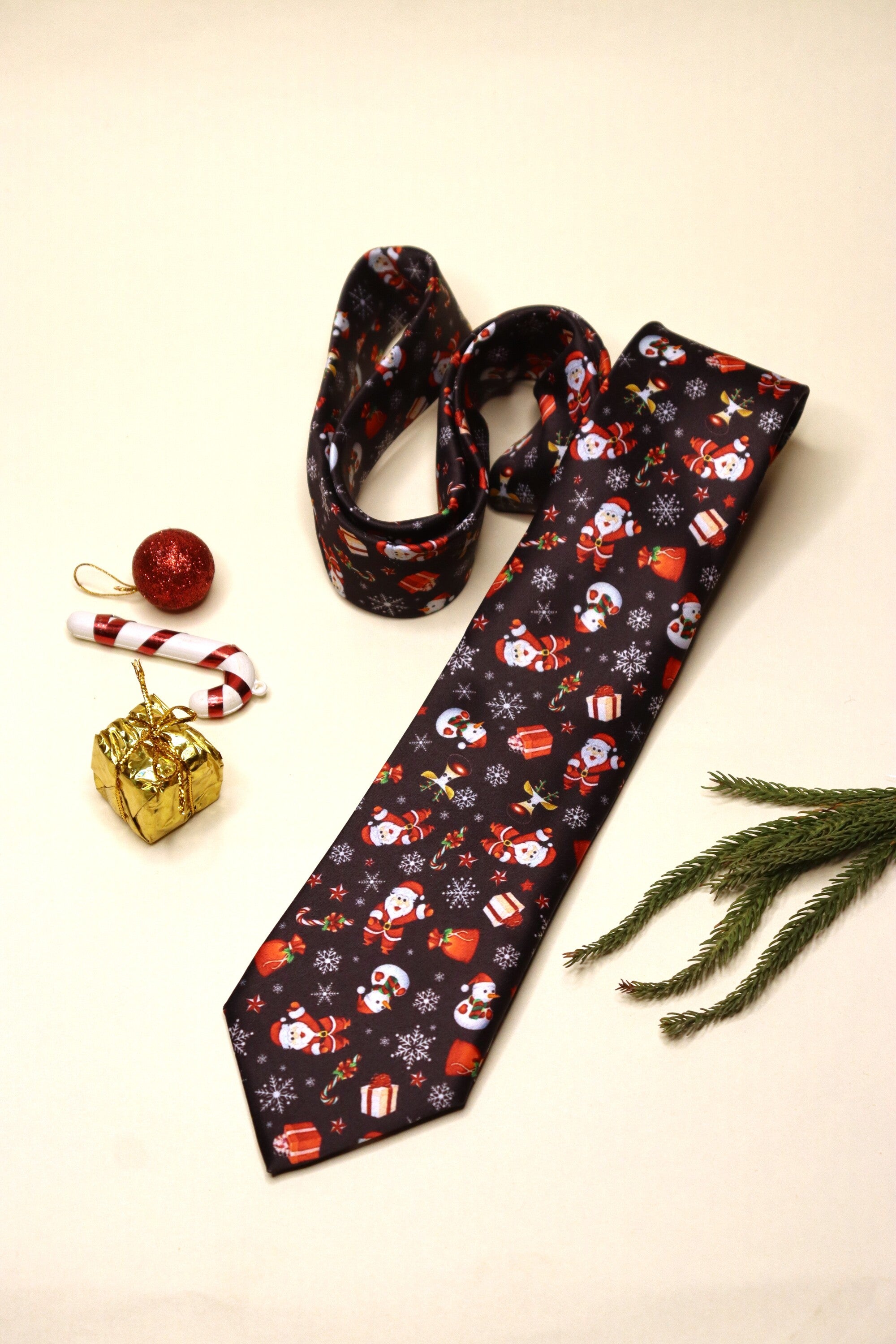 Santa Deep Black & Maroon Necktie