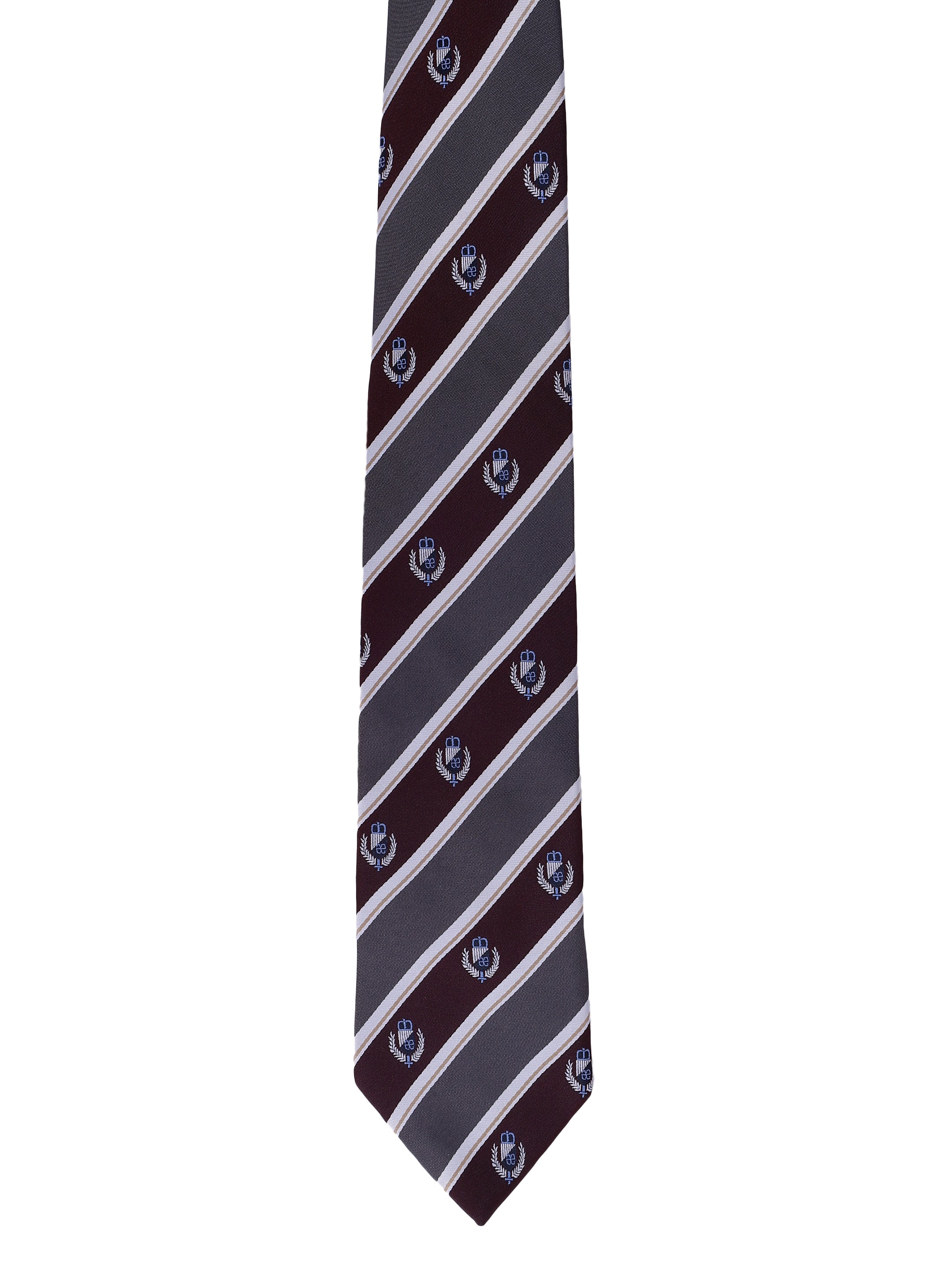 Striped tie with a pattern on a white background
