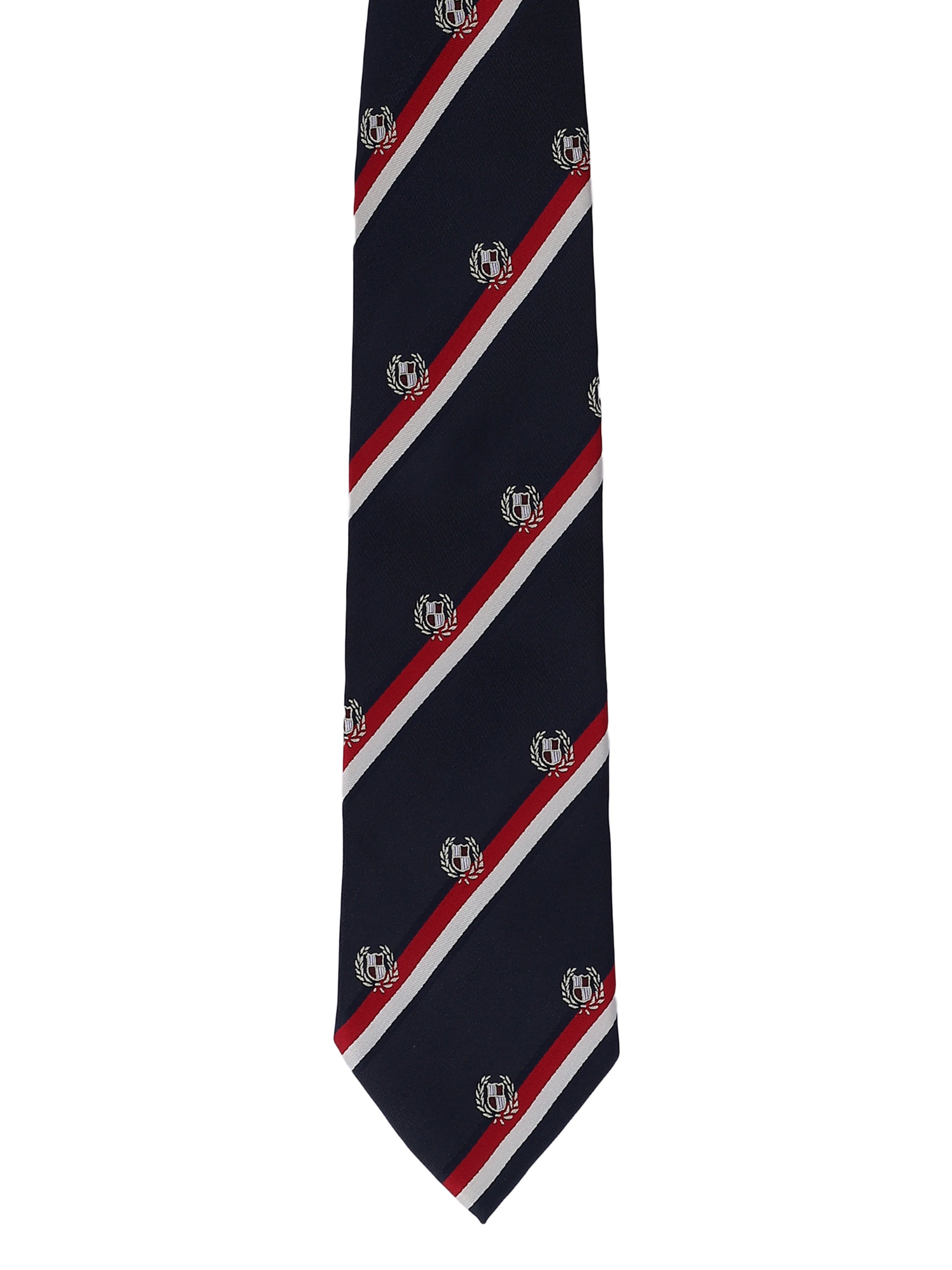 Navy Striped Tie with Red & White Bands