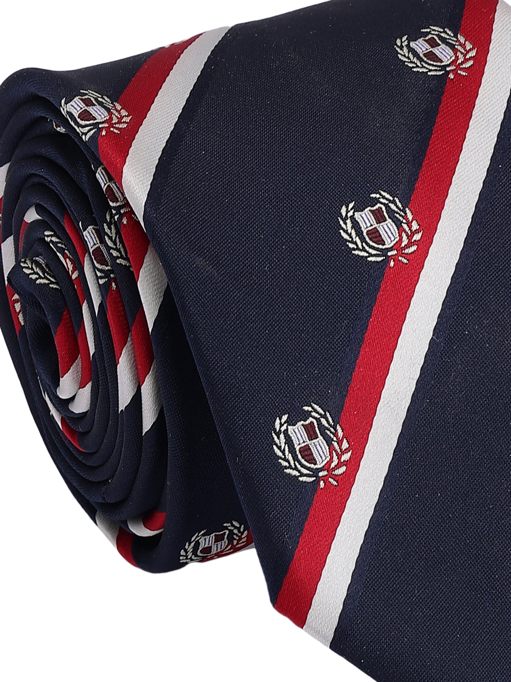 Navy Striped Tie with Red & White Bands