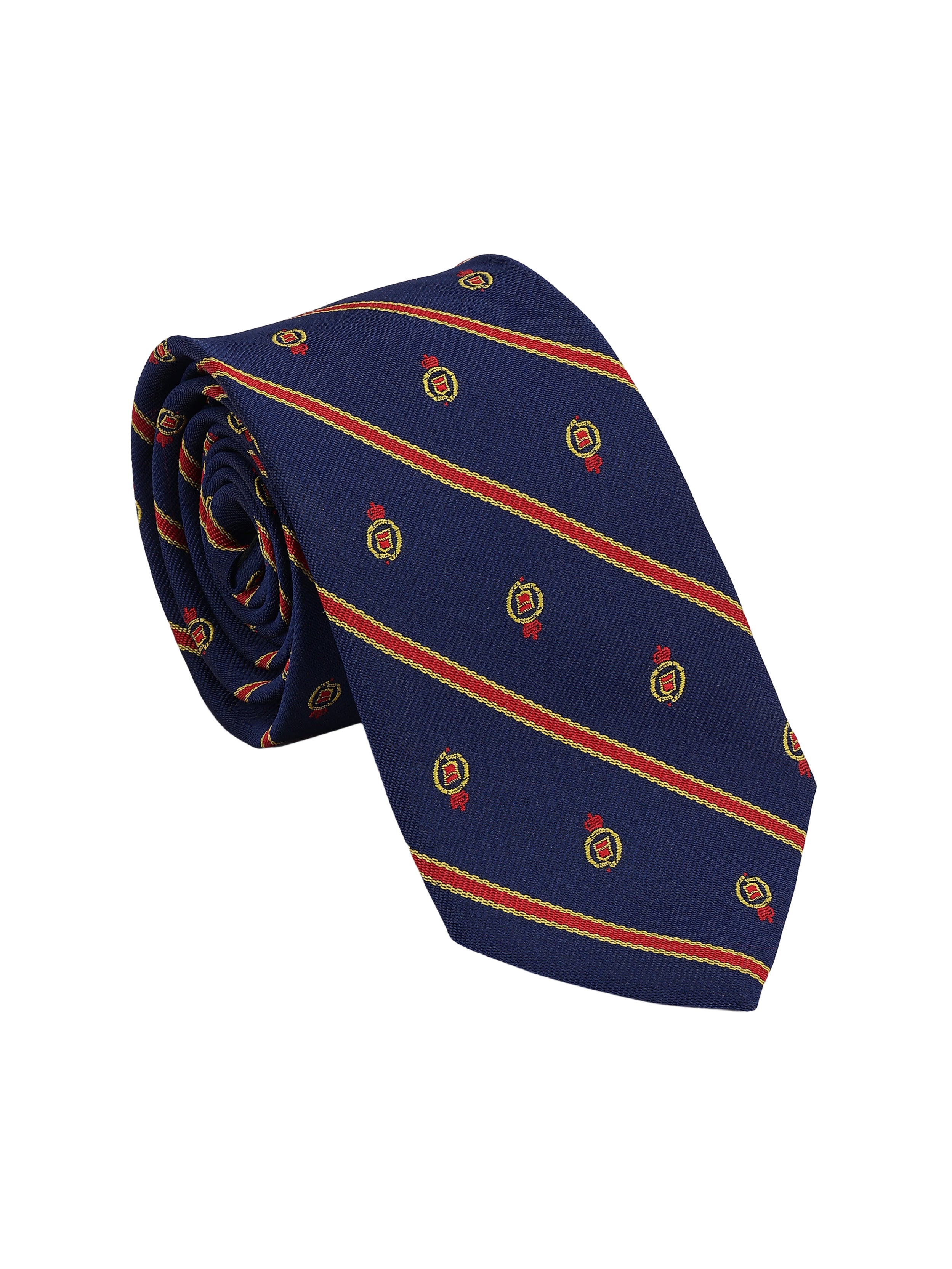Blue Striped Circular Motif Necktie