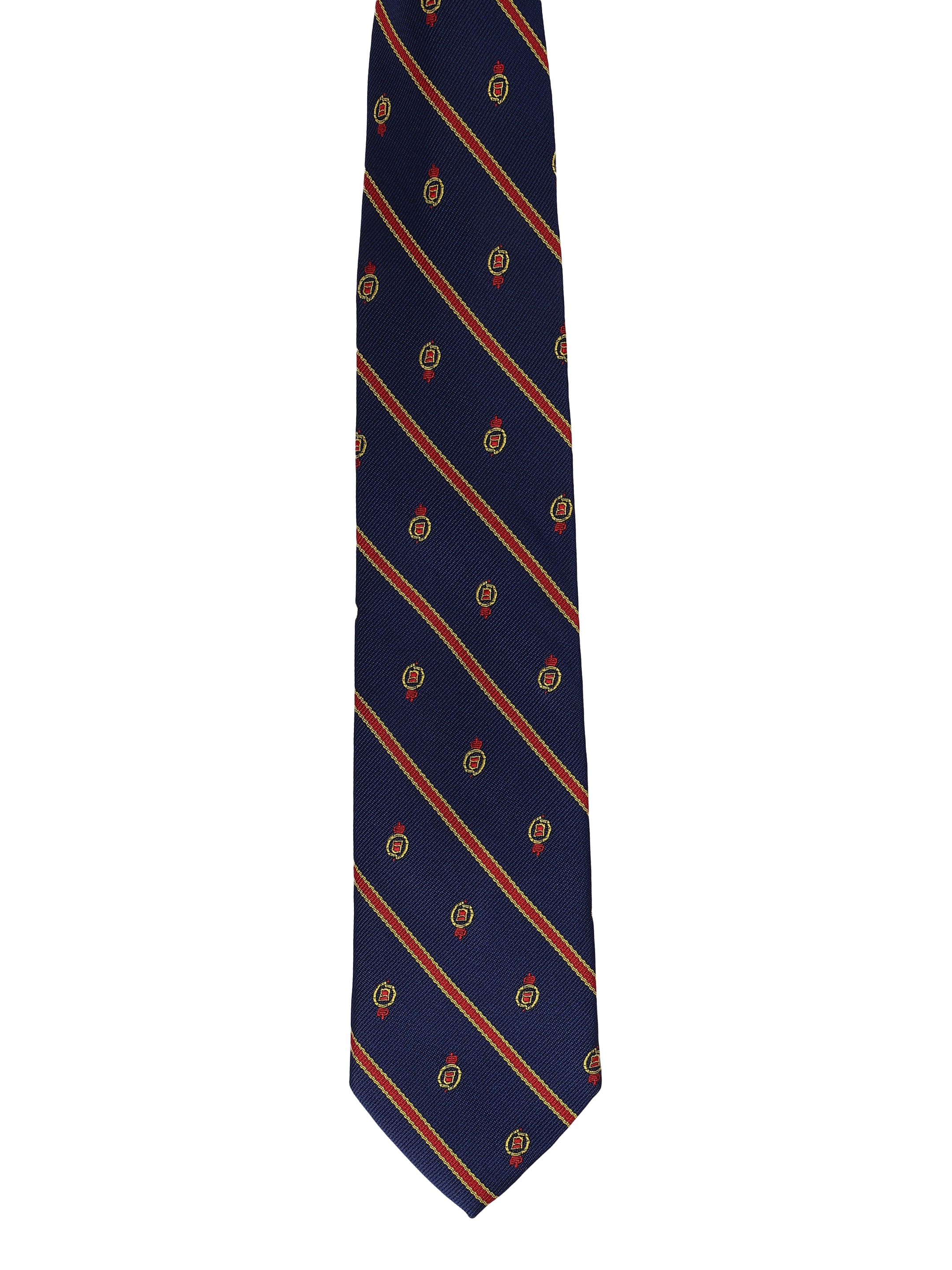 Blue Striped Circular Motif Necktie