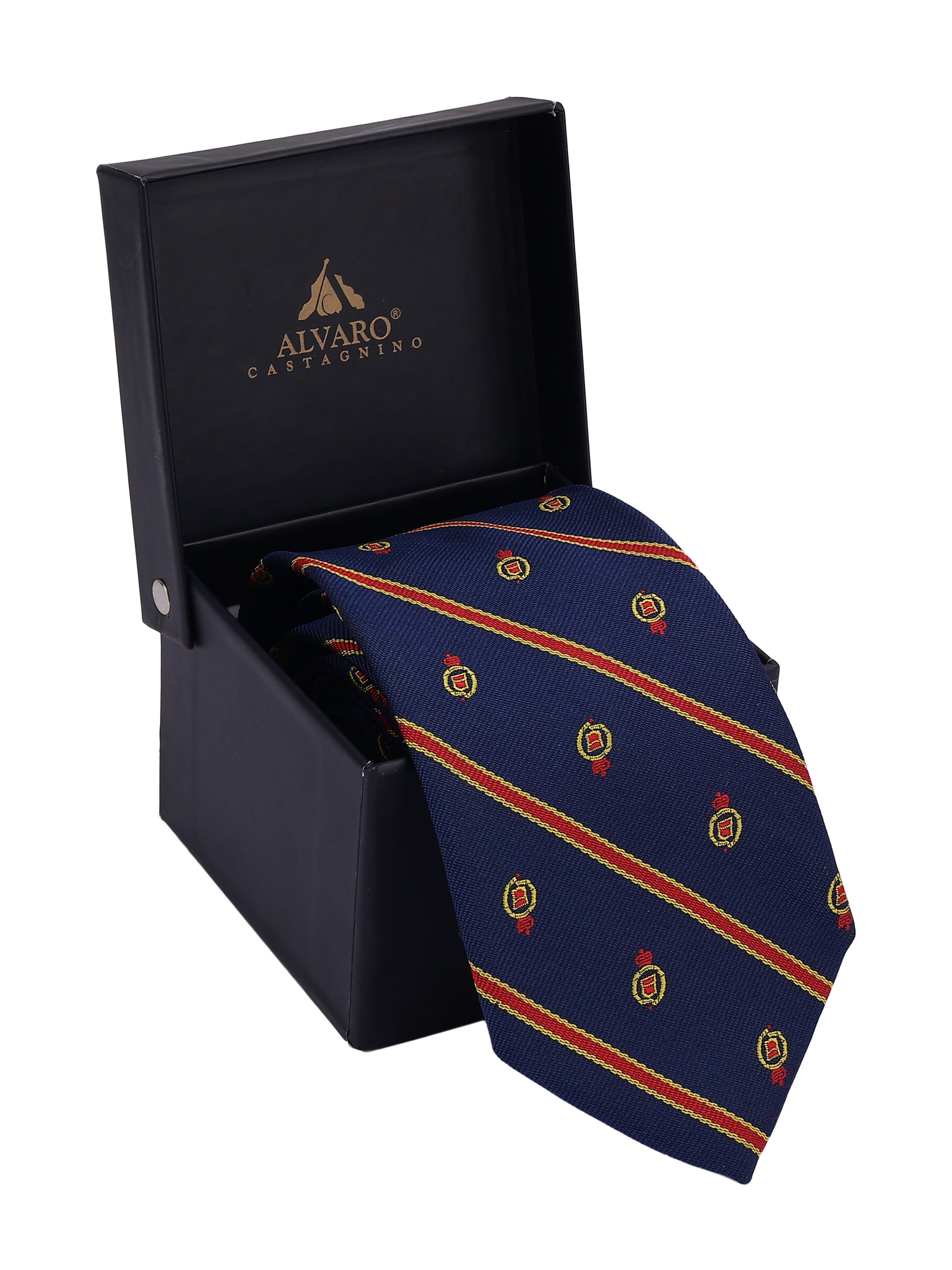 Blue Striped Circular Motif Necktie
