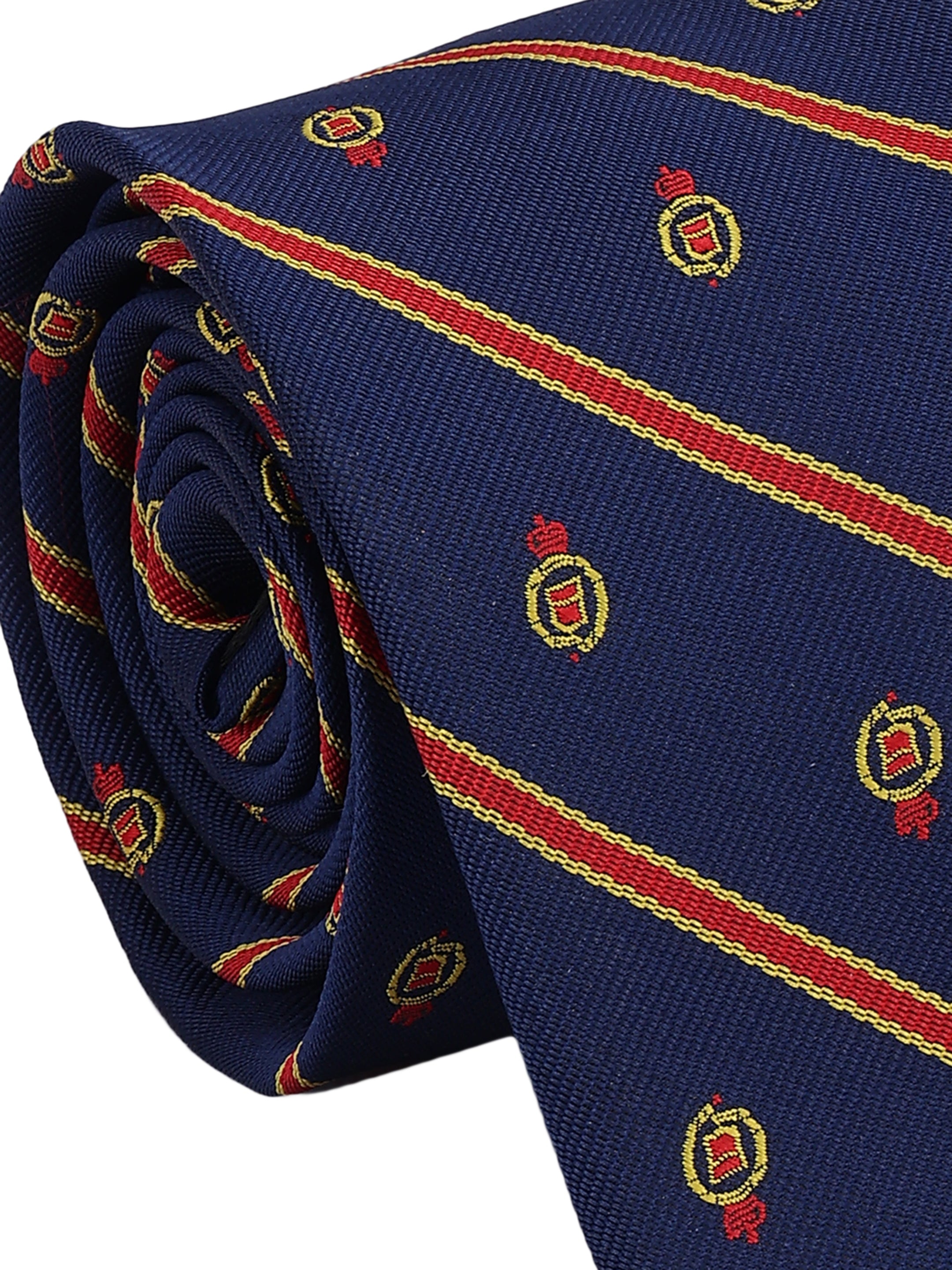 Blue Striped Circular Motif Necktie