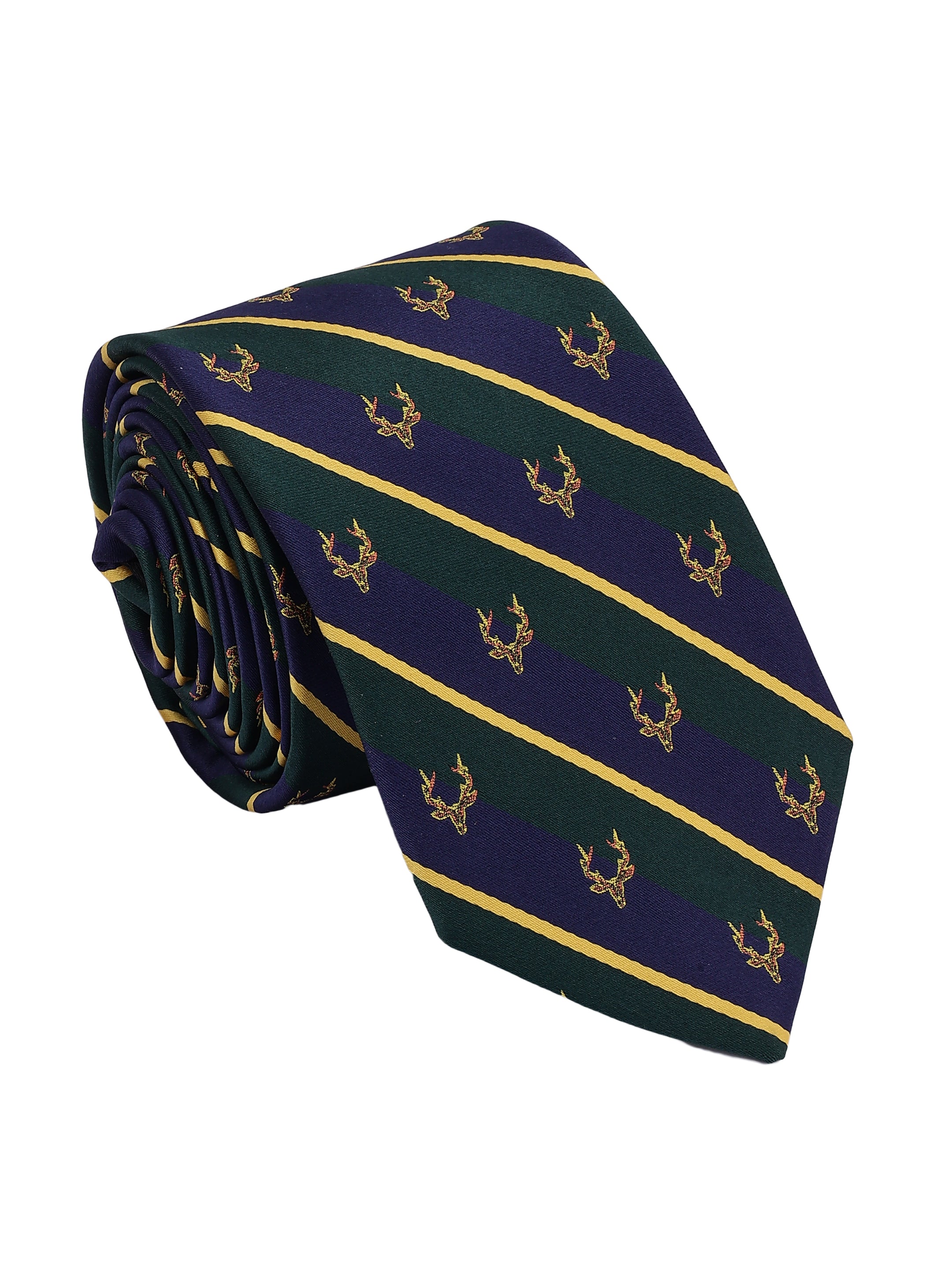 Blue & Green Striped Woven Formal Necktie